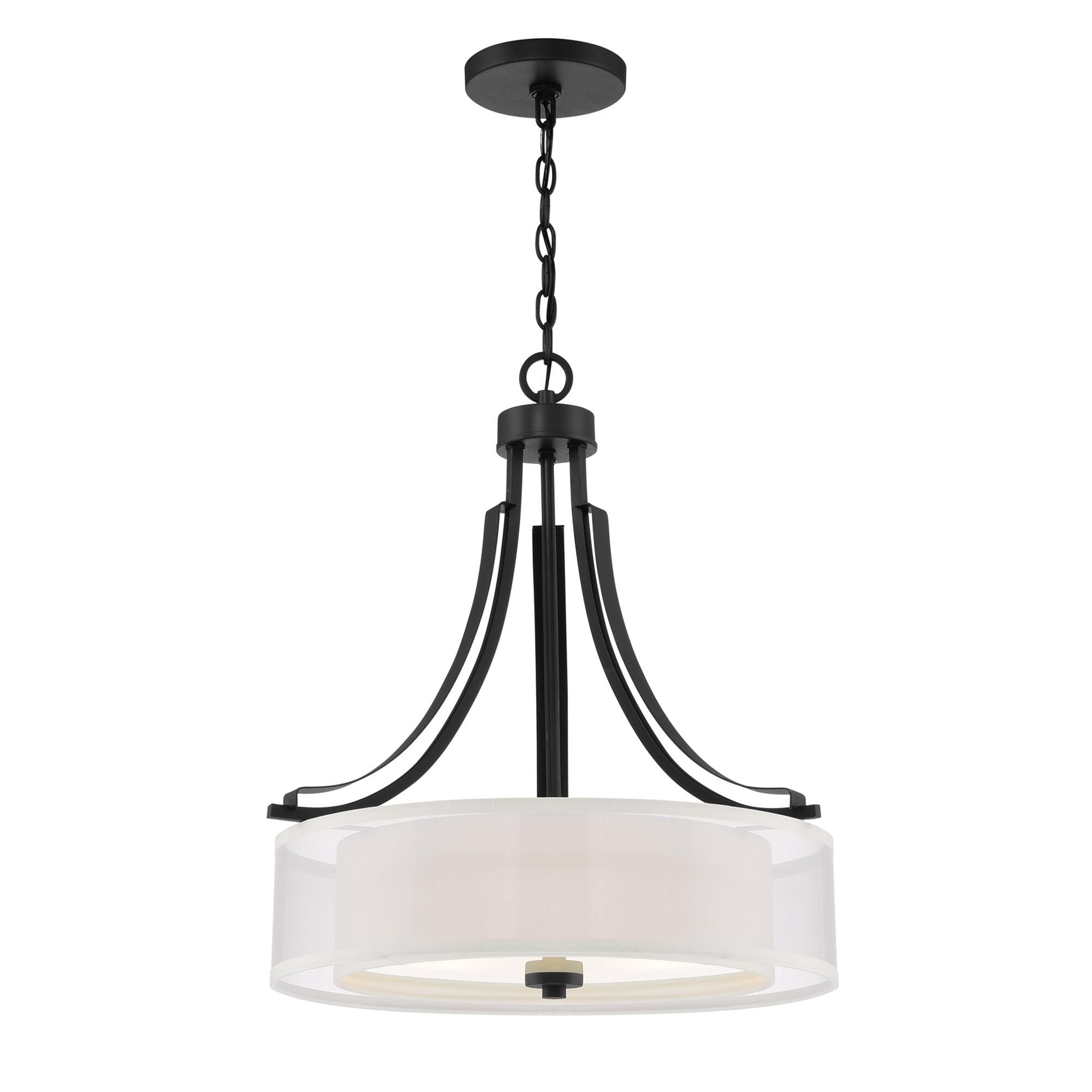 Shown in Sand Coal finish and Translucent Sliver Linen Shade glass and Fabric shade