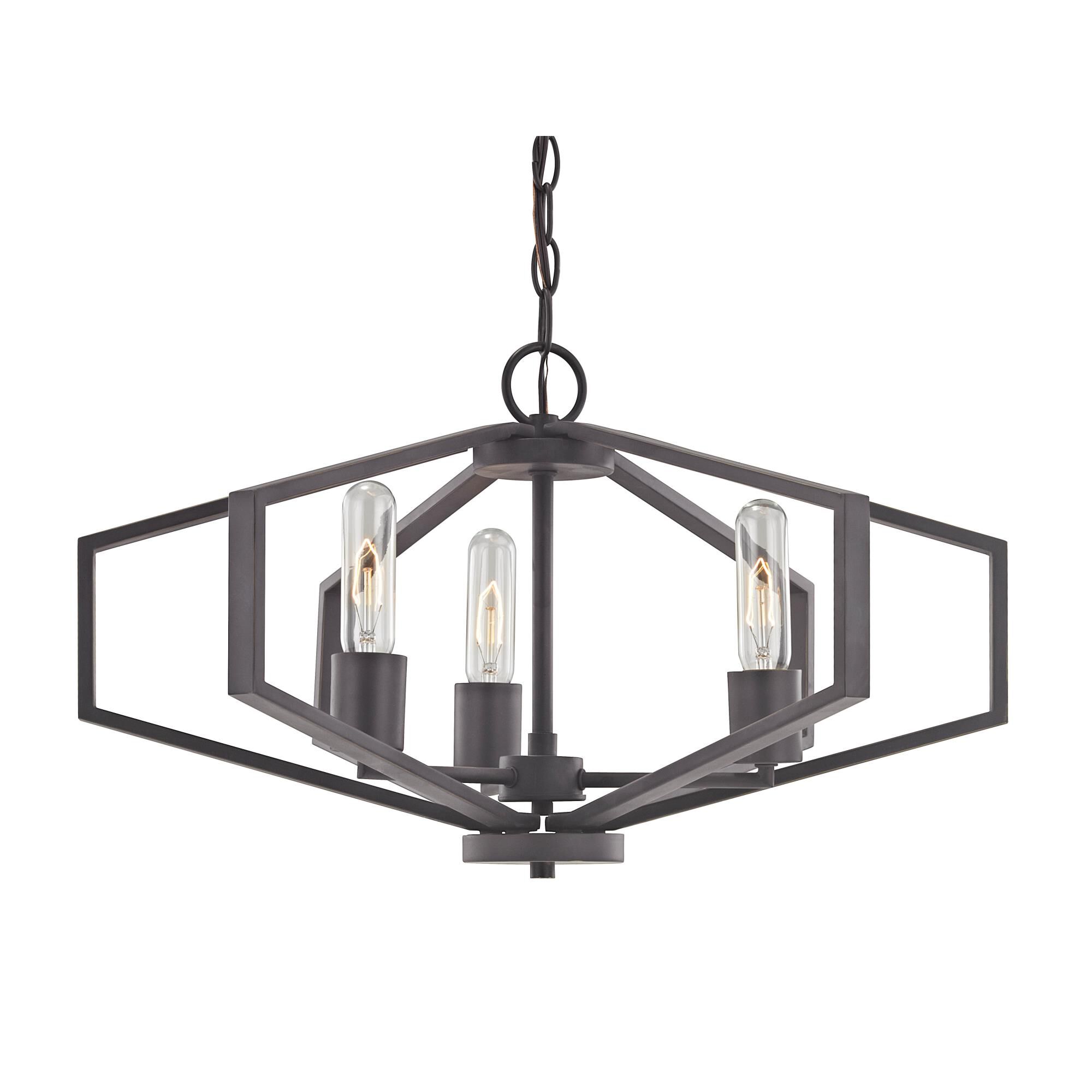 Hexagon 22 Inch 3 Light Mini Chandelier by Dolan Designs