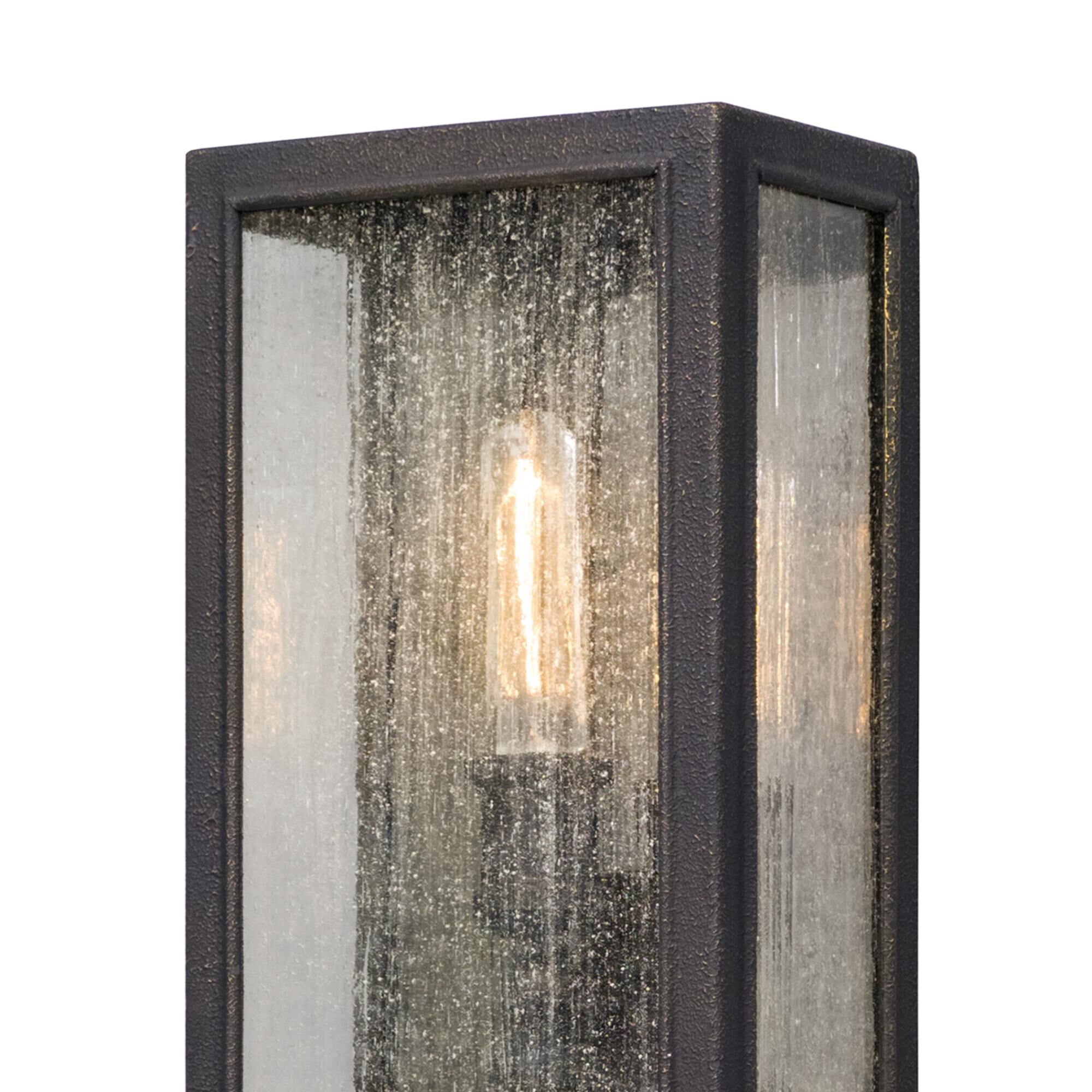 Shown in Vintage Bronze finish and Seeded Clear glass