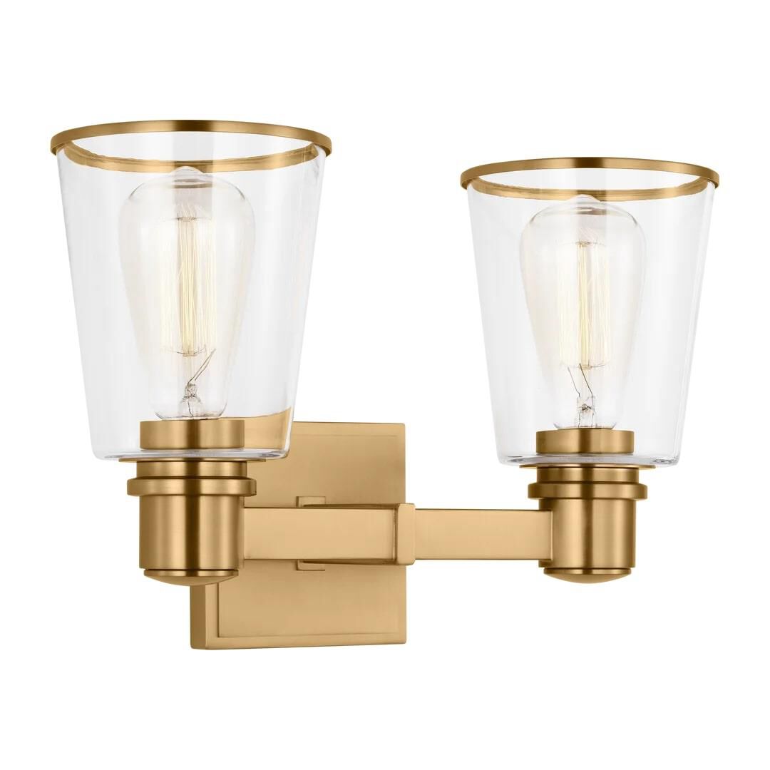 Shown in Burnished Brass finish and Clear glass