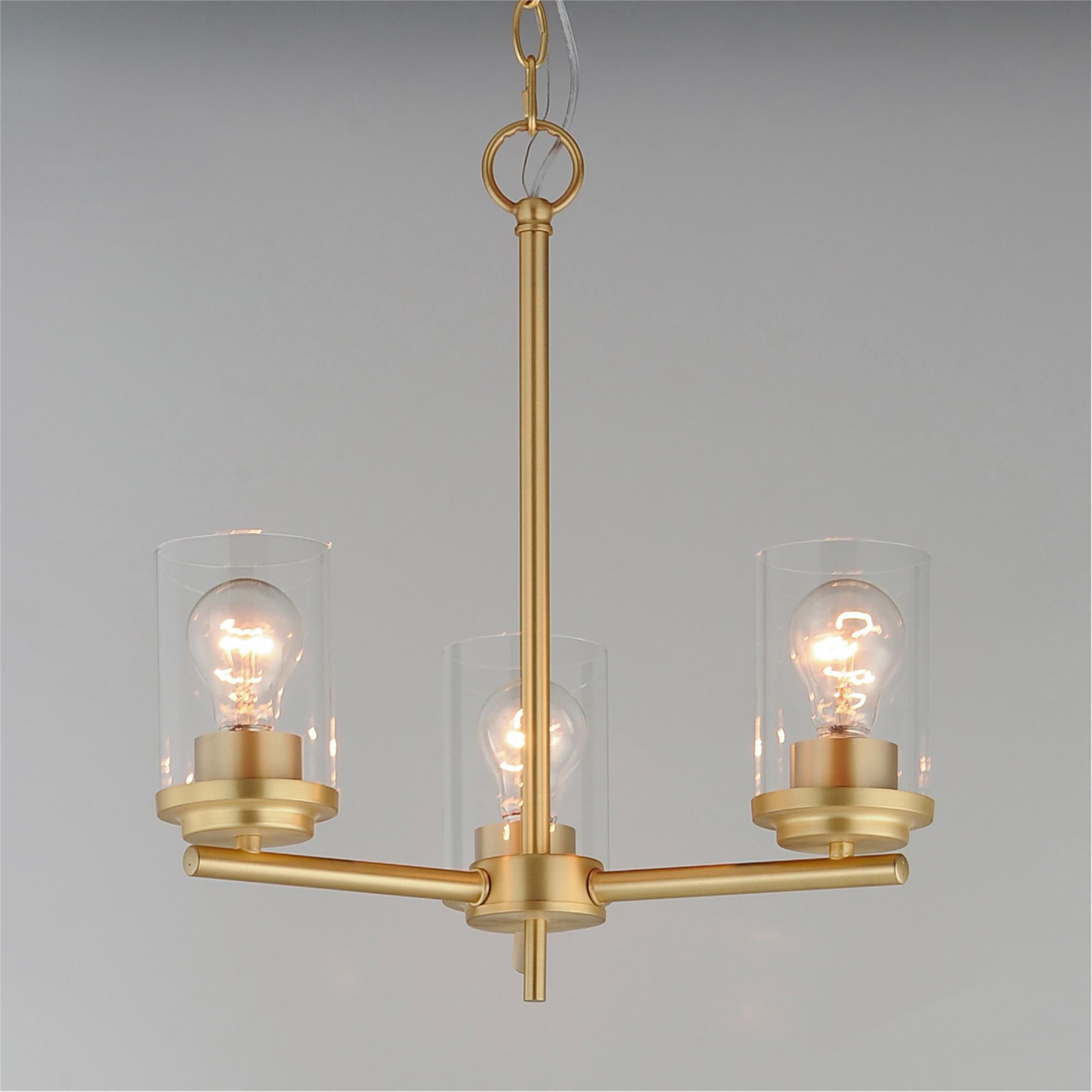 Shown in Satin Brass finish and Clear glass