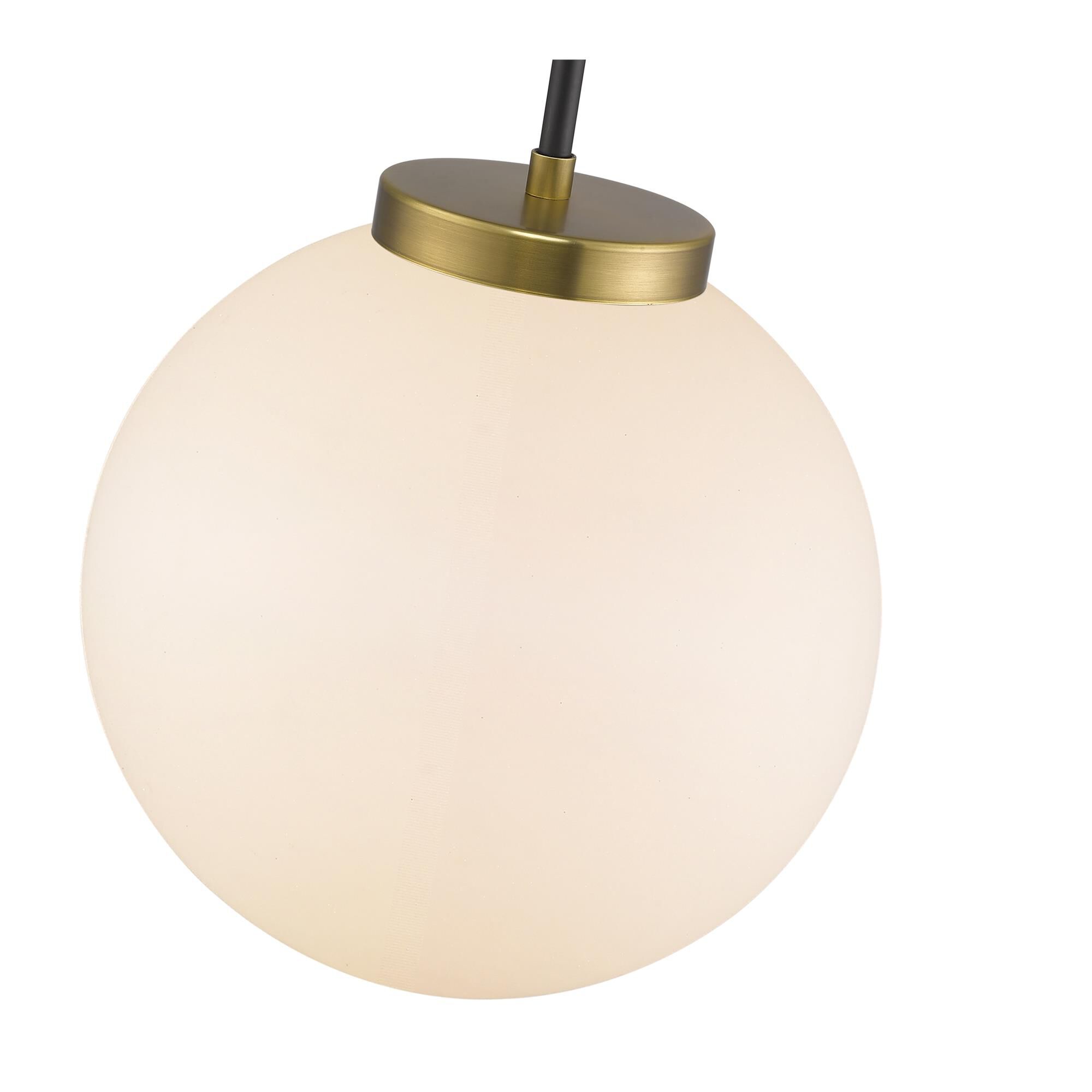 Shown in Matte Black + Olde Brass finish and Glass shade