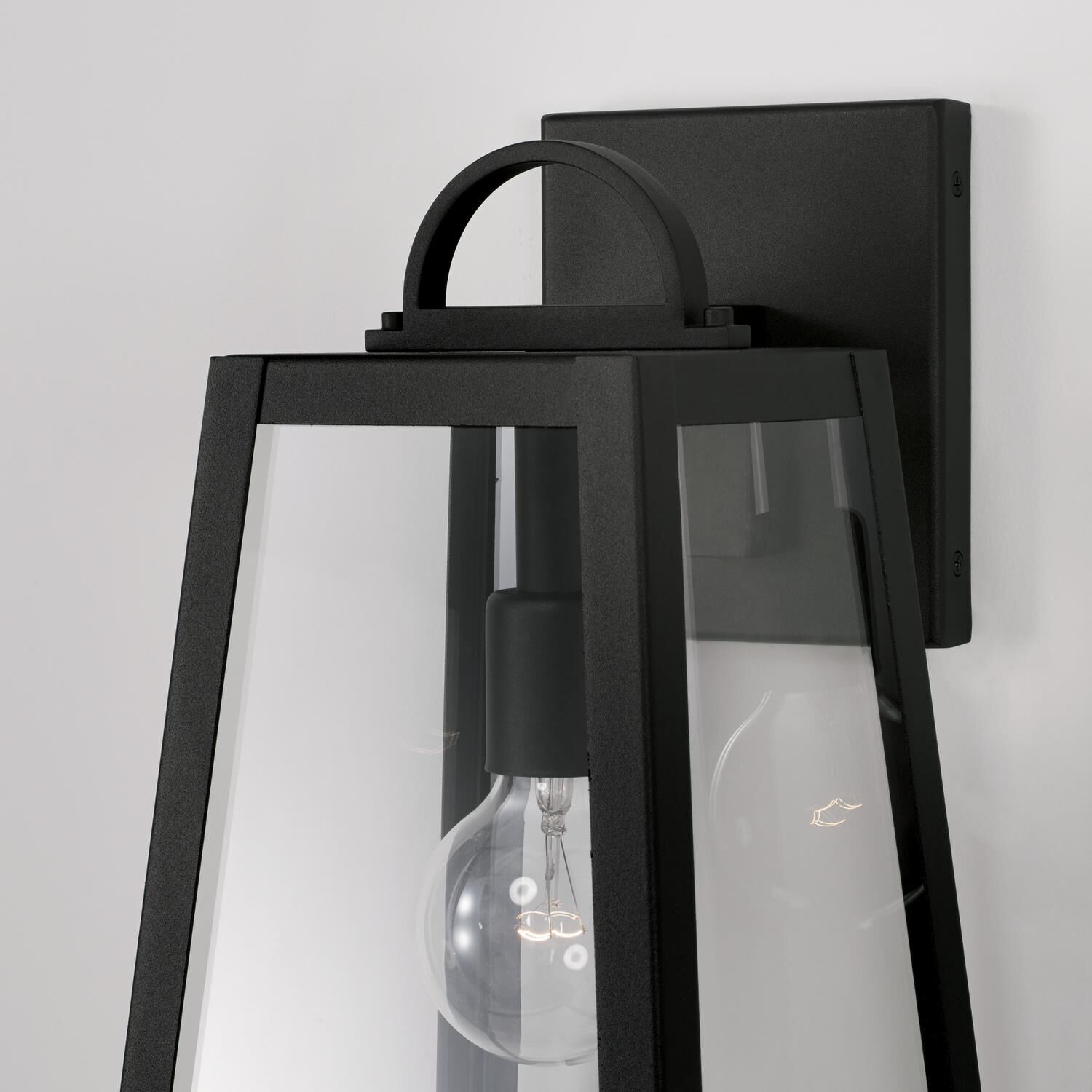 Shown in Black finish and Clear glass