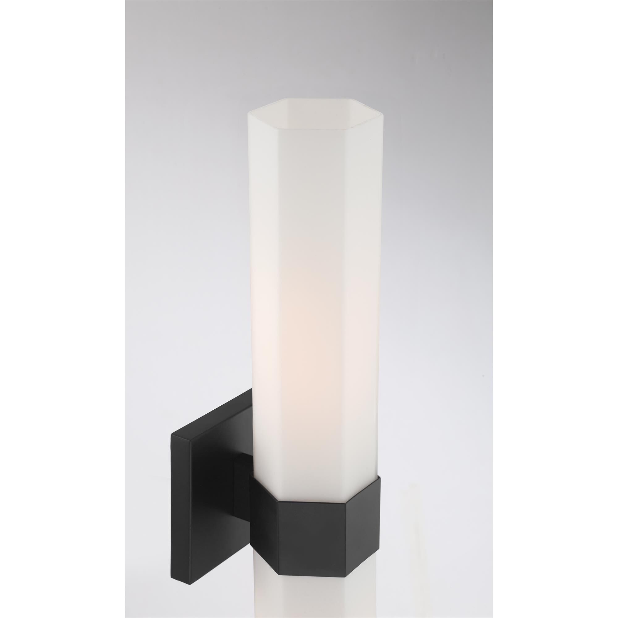 Shown in Dark Matte Black finish and Etched Opal glass