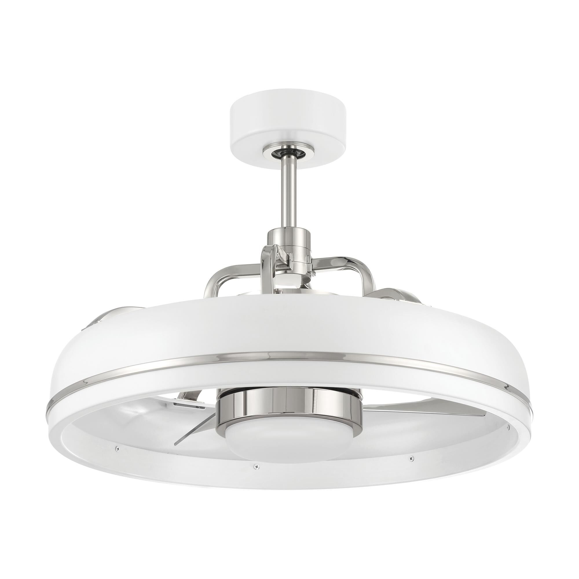 Shown in White/Polished Nickel finish and Frost White glass