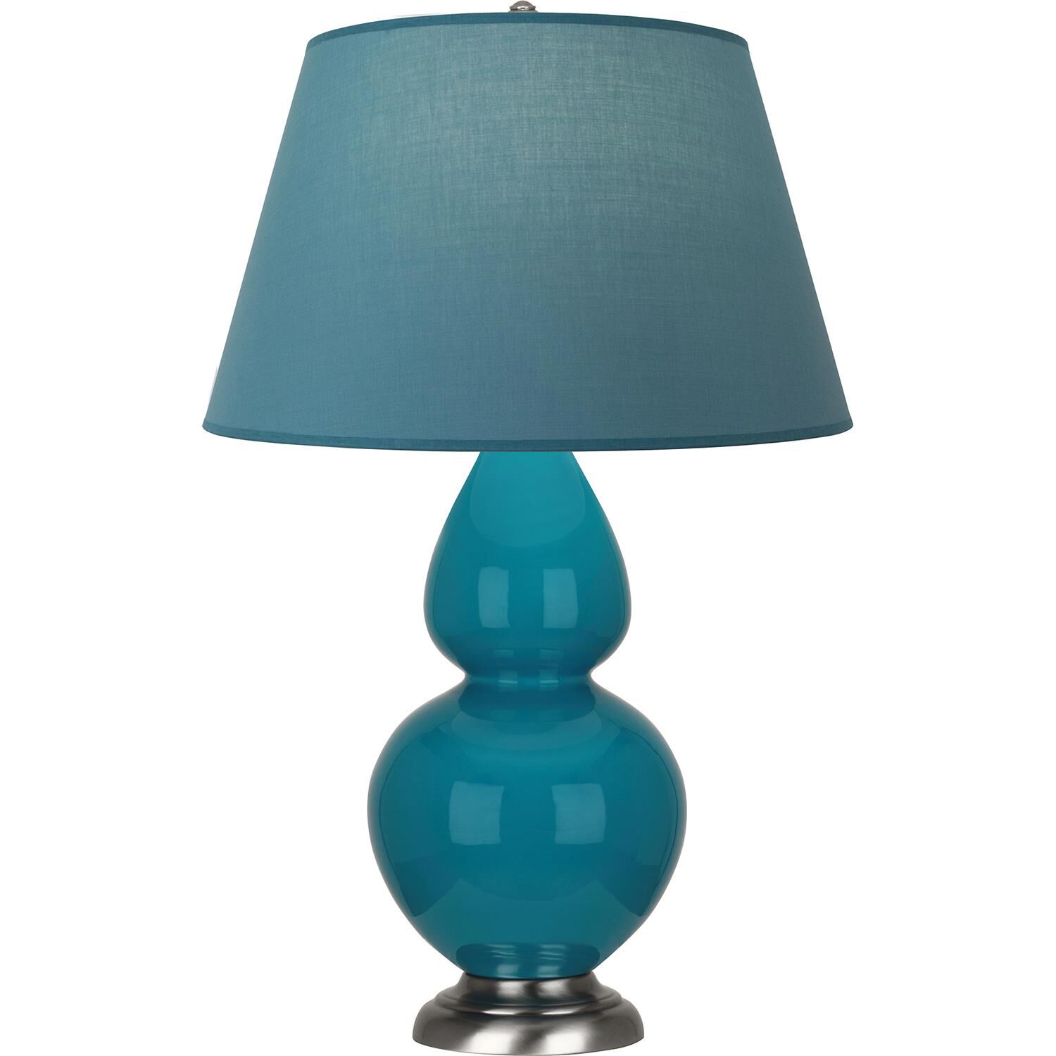 Shown in Peacock finish and Bright Blue and Gray shade and Antique Silver accent