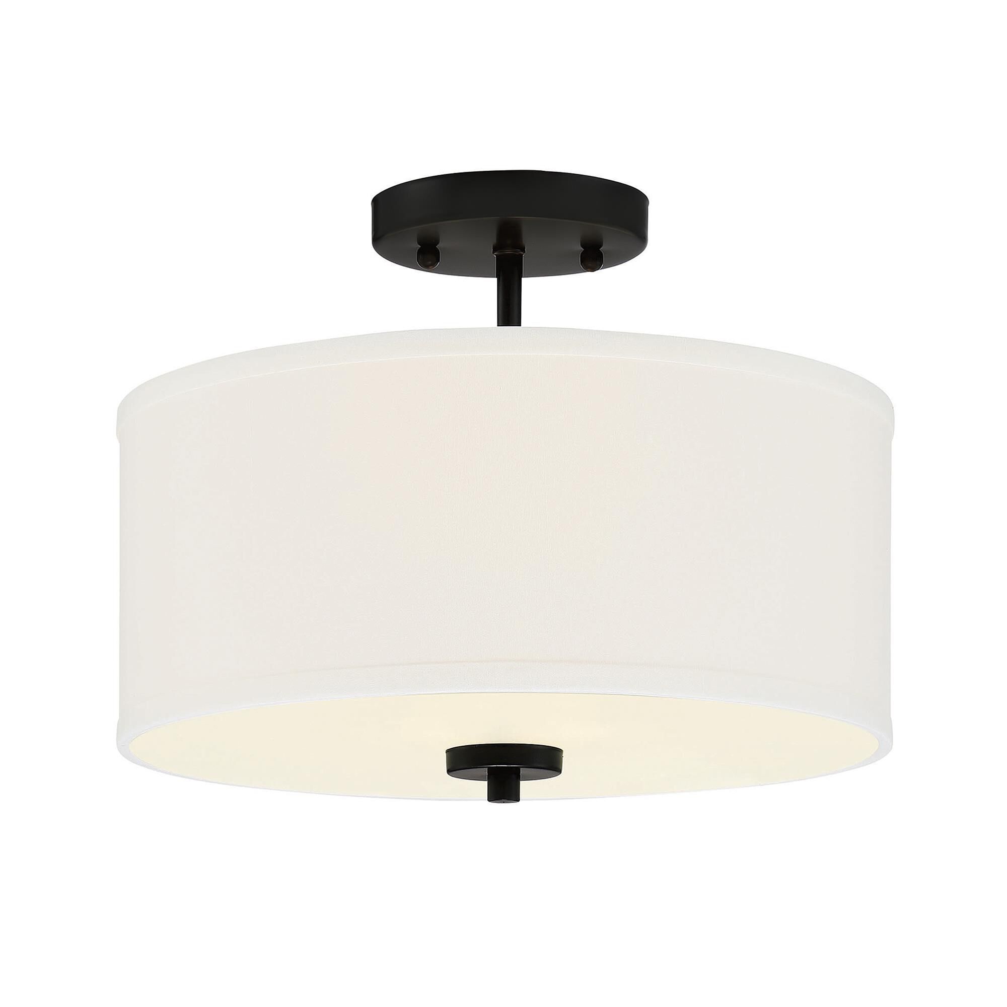 Shown in Matte Black finish and White Fabric shade