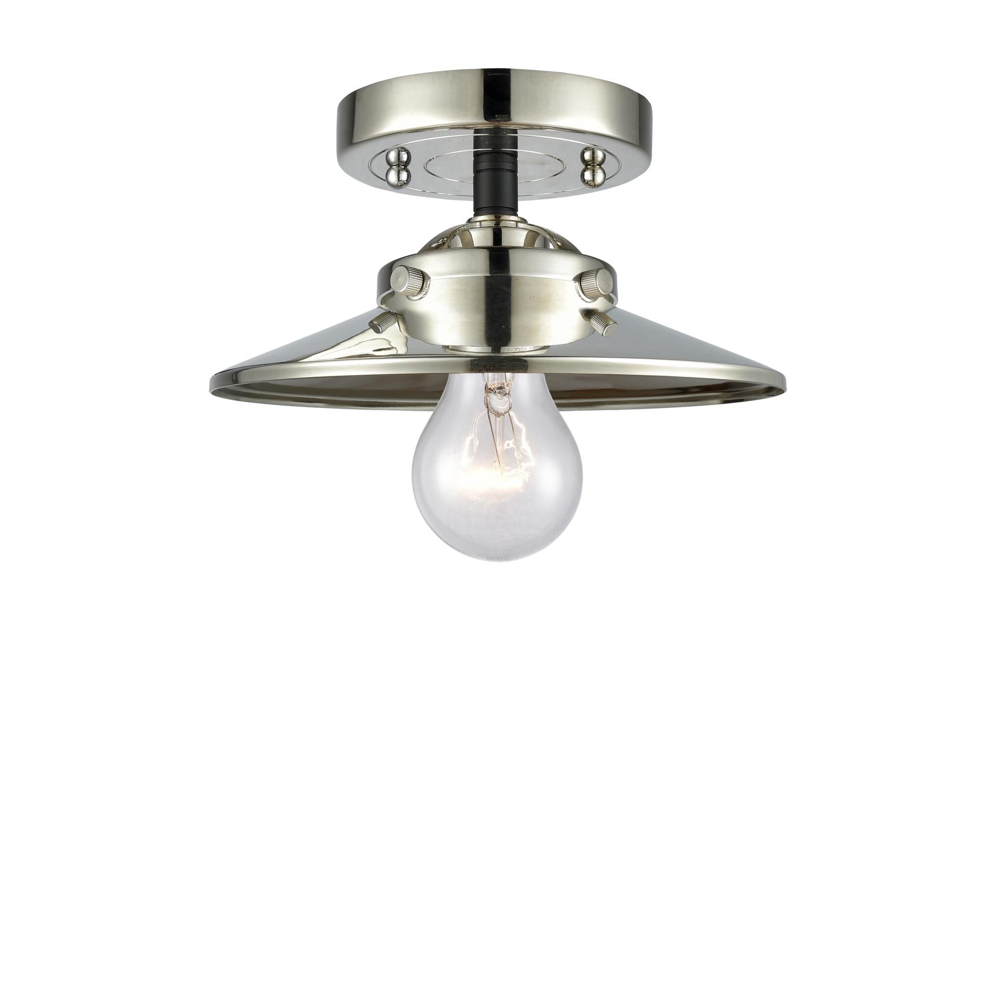 Shown in Black Polished Nickel finish and Metal - Polished Nickel shade