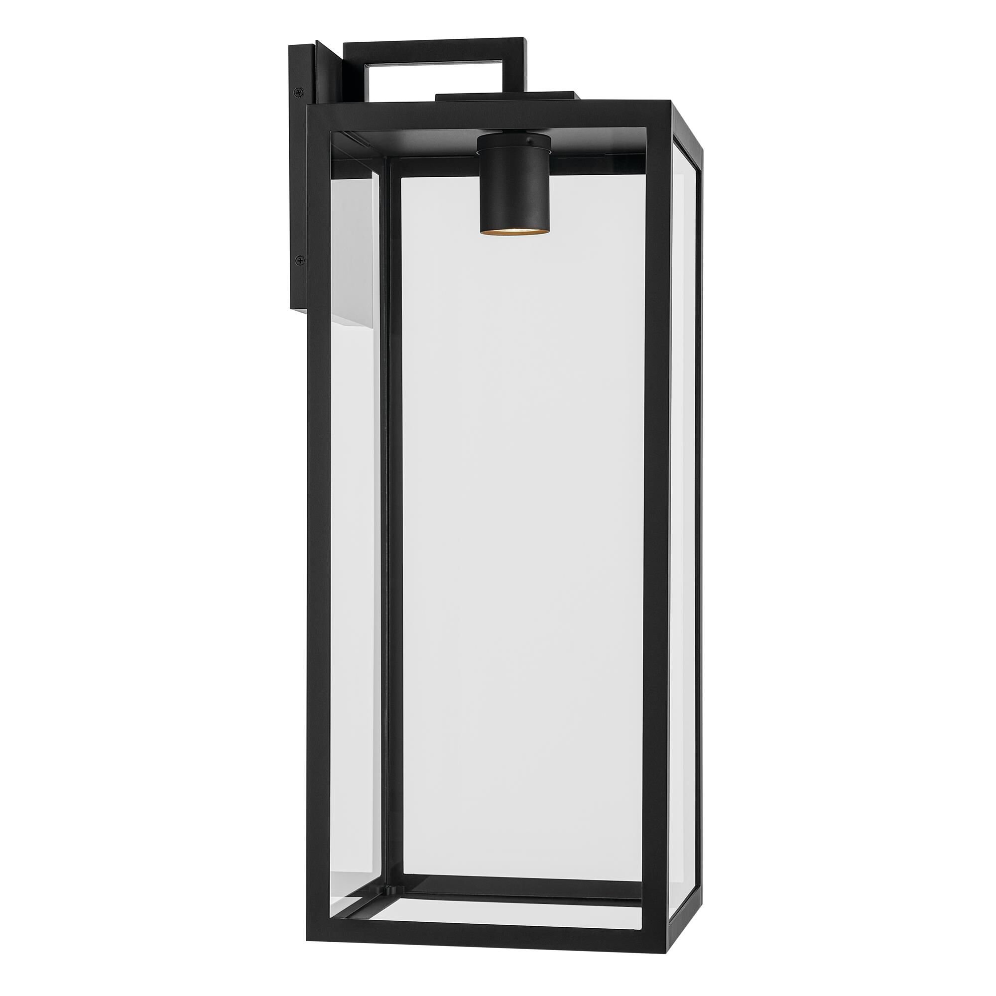 Shown in Textured Black finish and Clear glass and Metal shade