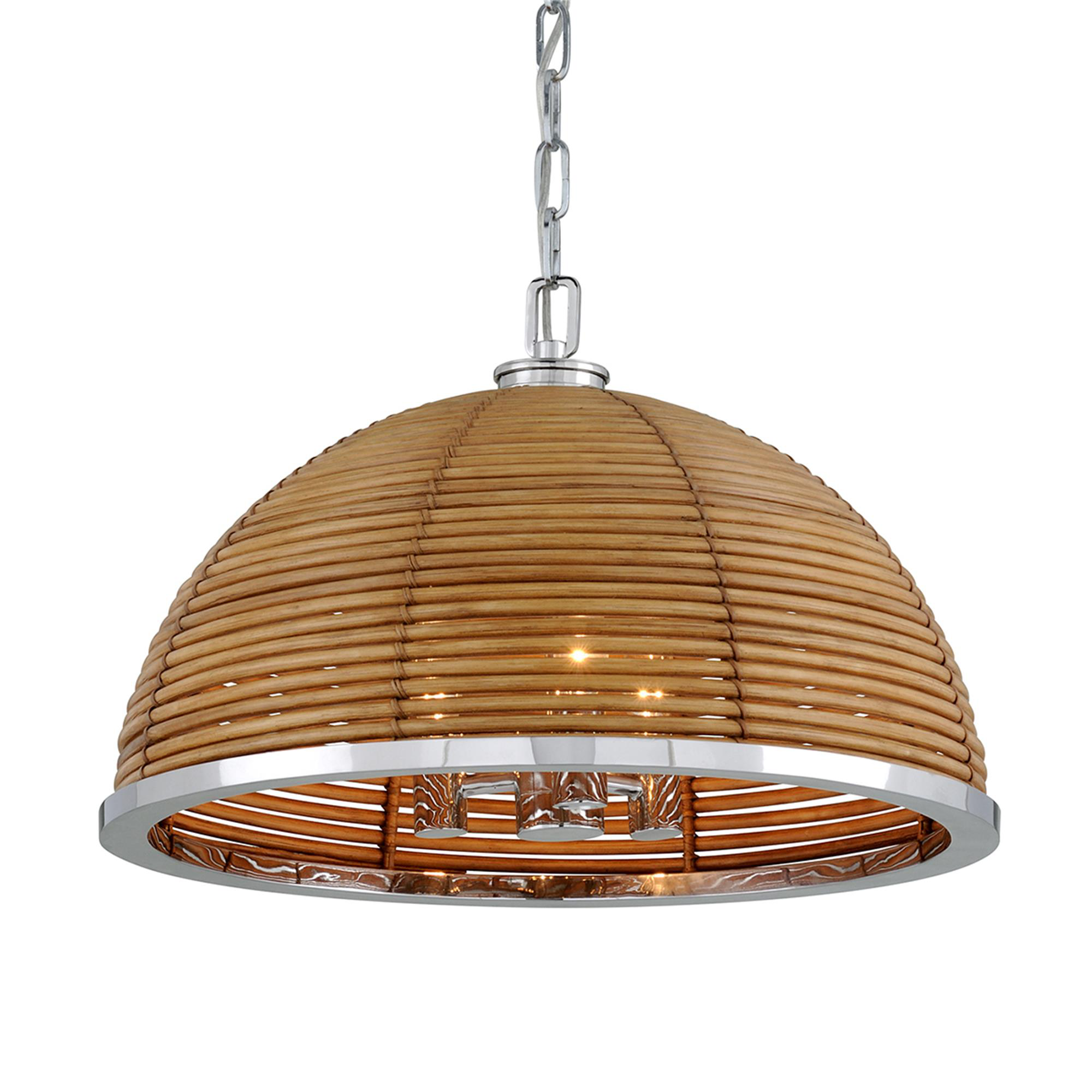 Shown in Natural Rattan-Stainless Steel finish and Natural Rattan shade