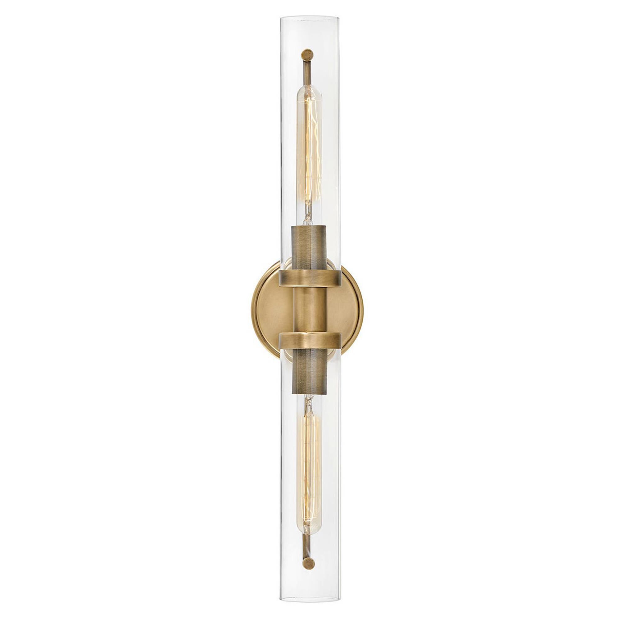 Shown in Heritage Brass finish and Clear glass and Heritage Brass accent
