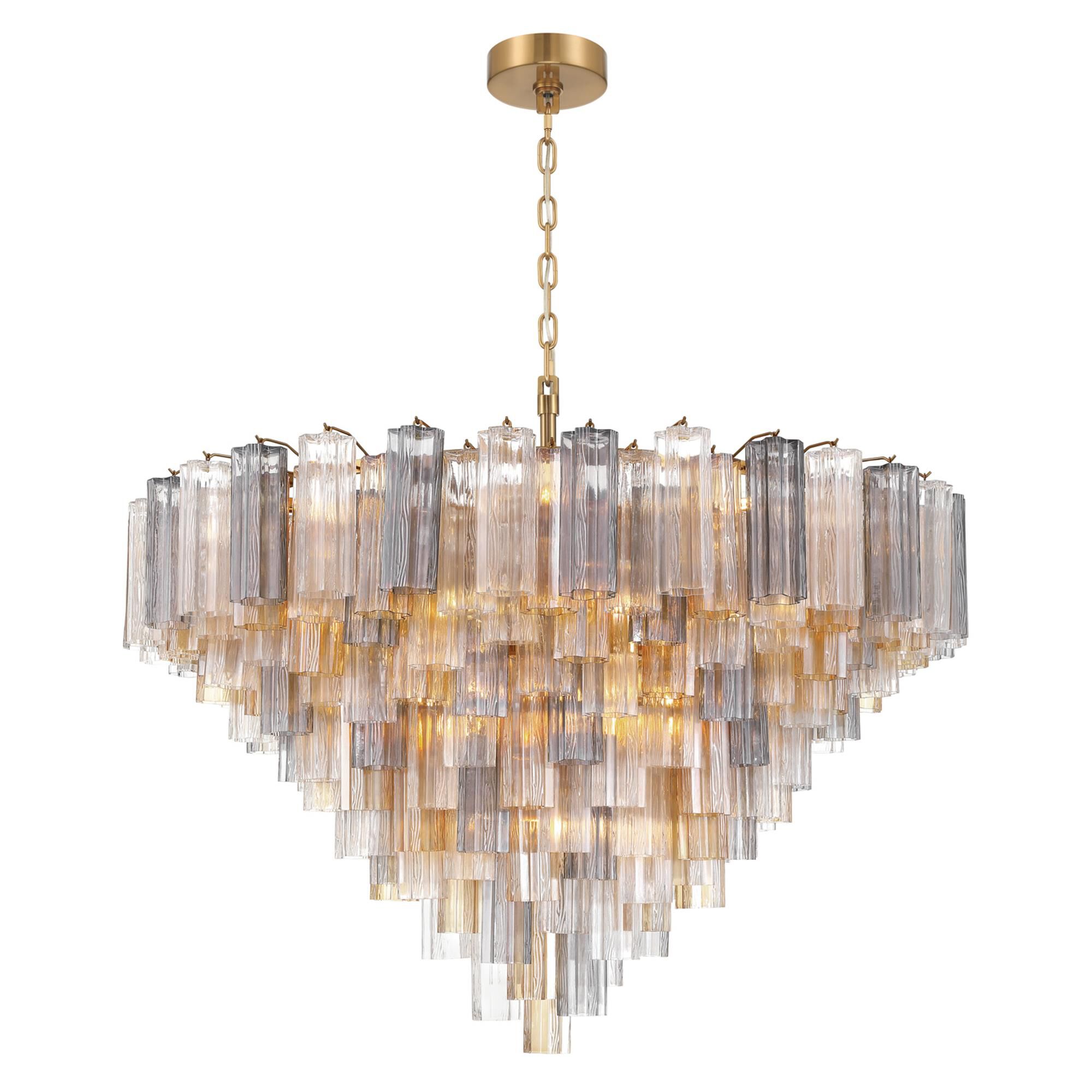 Shown in Aged Brass finish and Tronchi Glass crystal