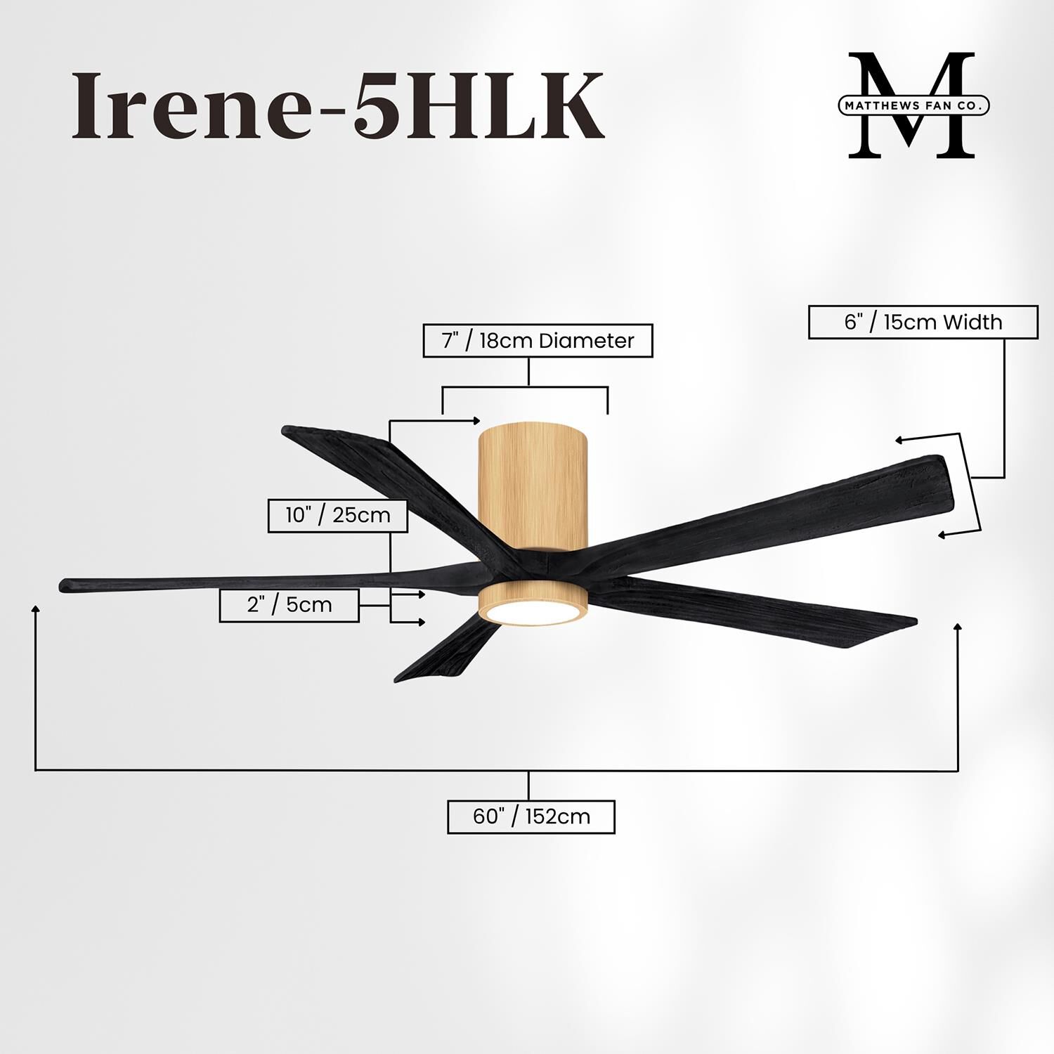 Irene 60 Inch Flush Mount Fan with Light Kit by Matthews Fan Company