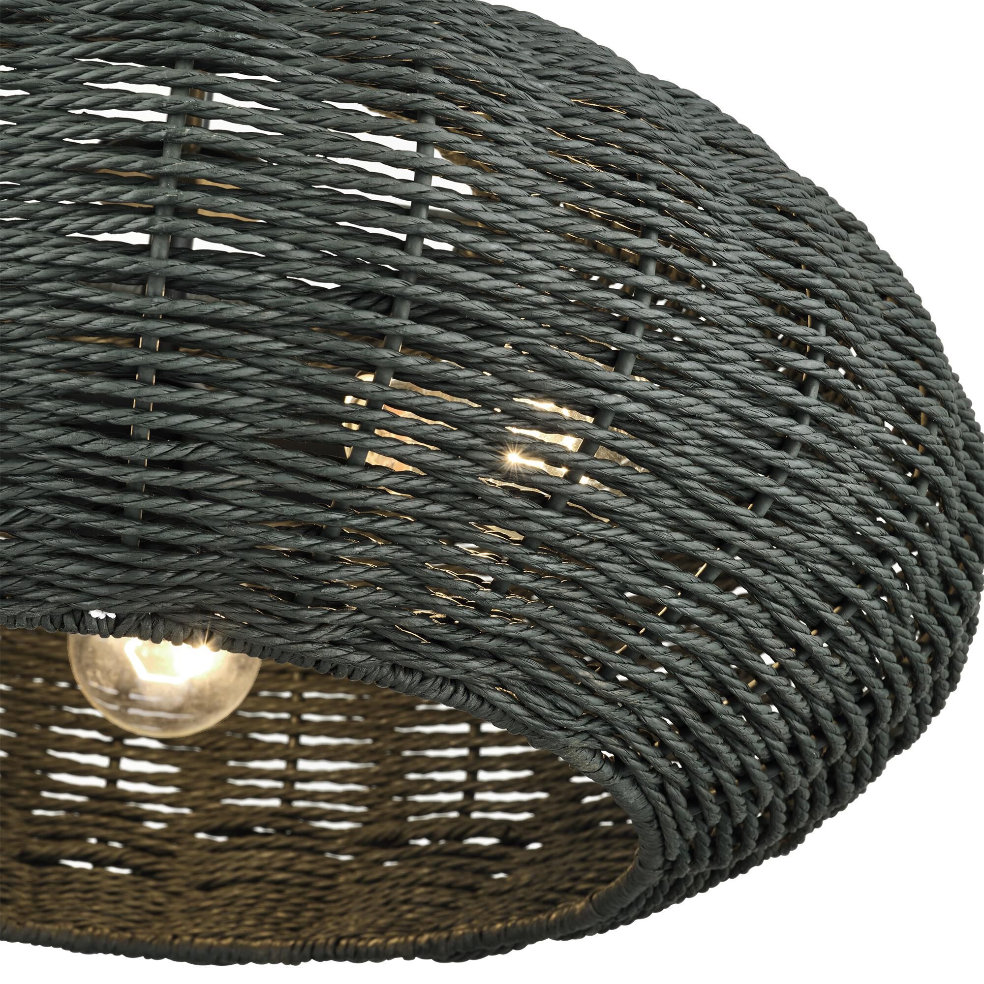 Shown in Black finish and Hand-Woven Midnight Black Color Paper Rope shade