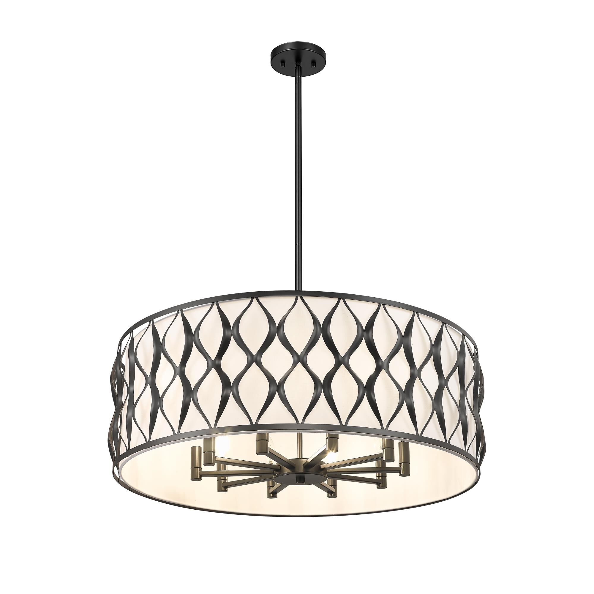 Shown in Matte Black finish and White glass and White shade