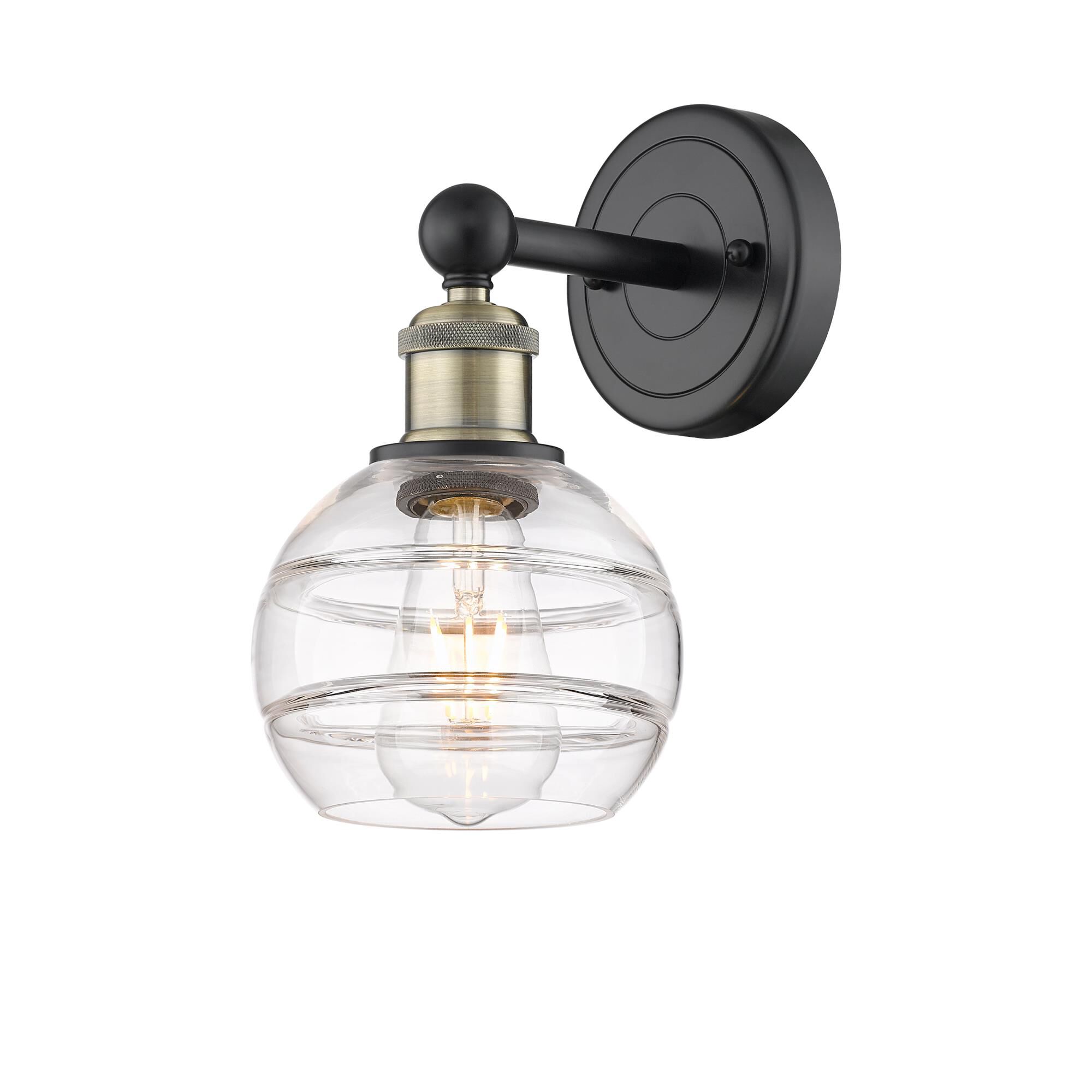 Shown in Black Antique Brass finish and Clear glass