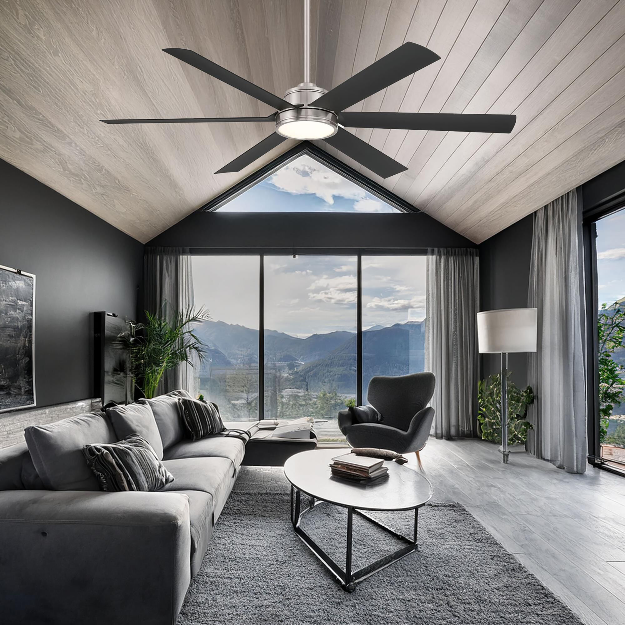 Shown in Brushed Nickel Wet with Coal finish and White Matte PC Lens glass