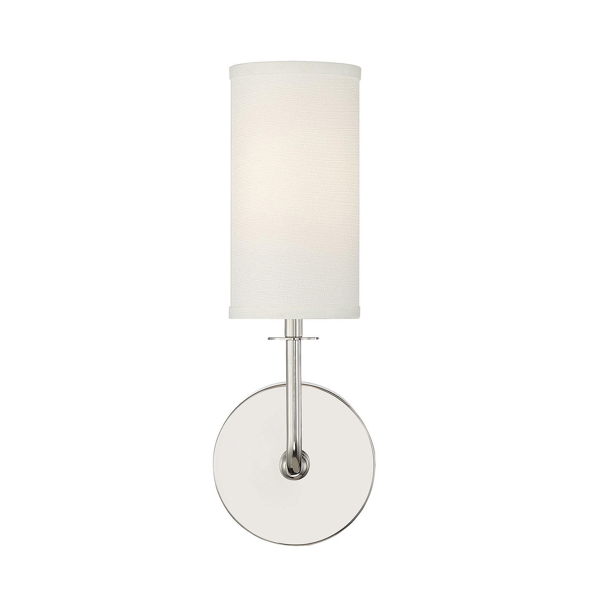 Shown in Polished Nickel finish and White Fabric shade