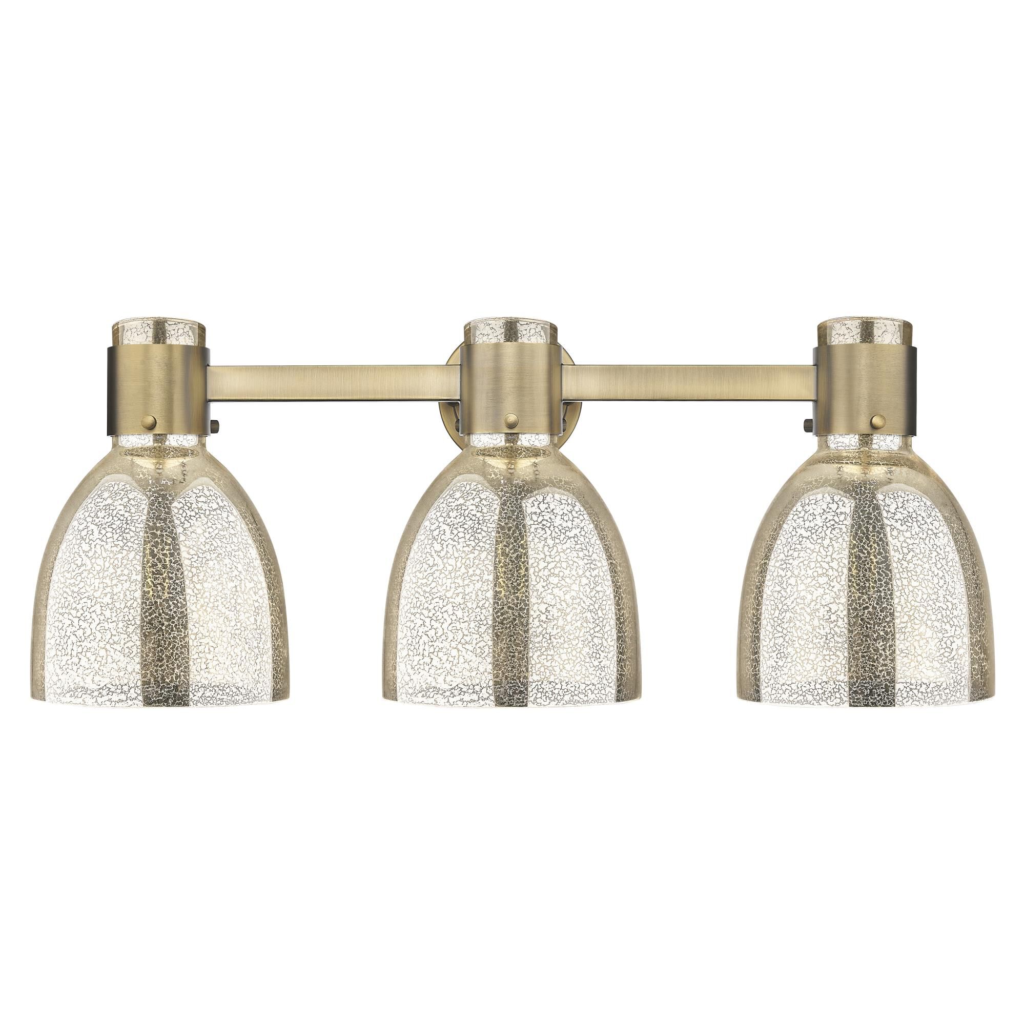 Shown in Brushed Brass finish and Mercury glass