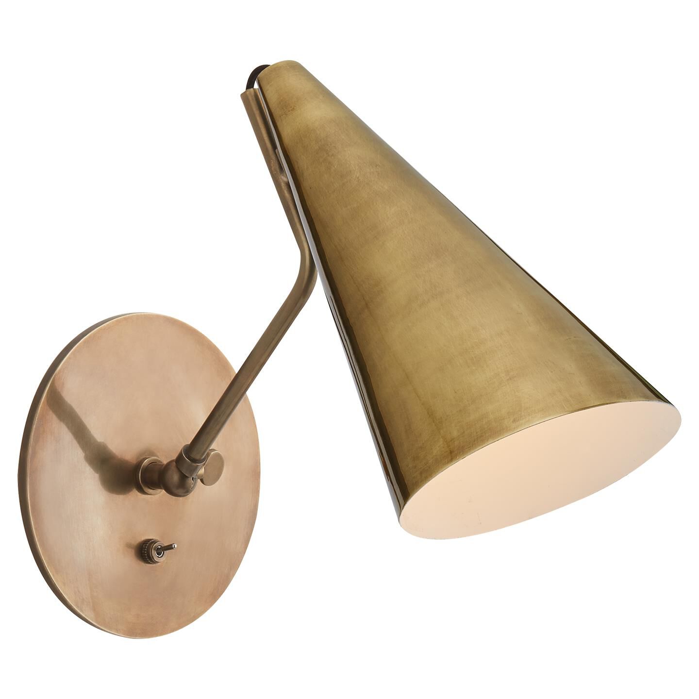 Shown in Hand-Rubbed Antique Brass finish and Antique Brass shade