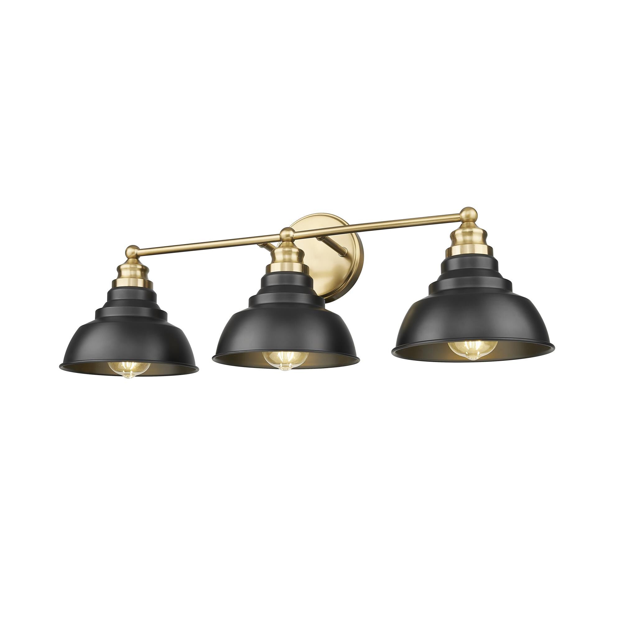 Shown in Matte Black And Brass finish and Black Metal s shade