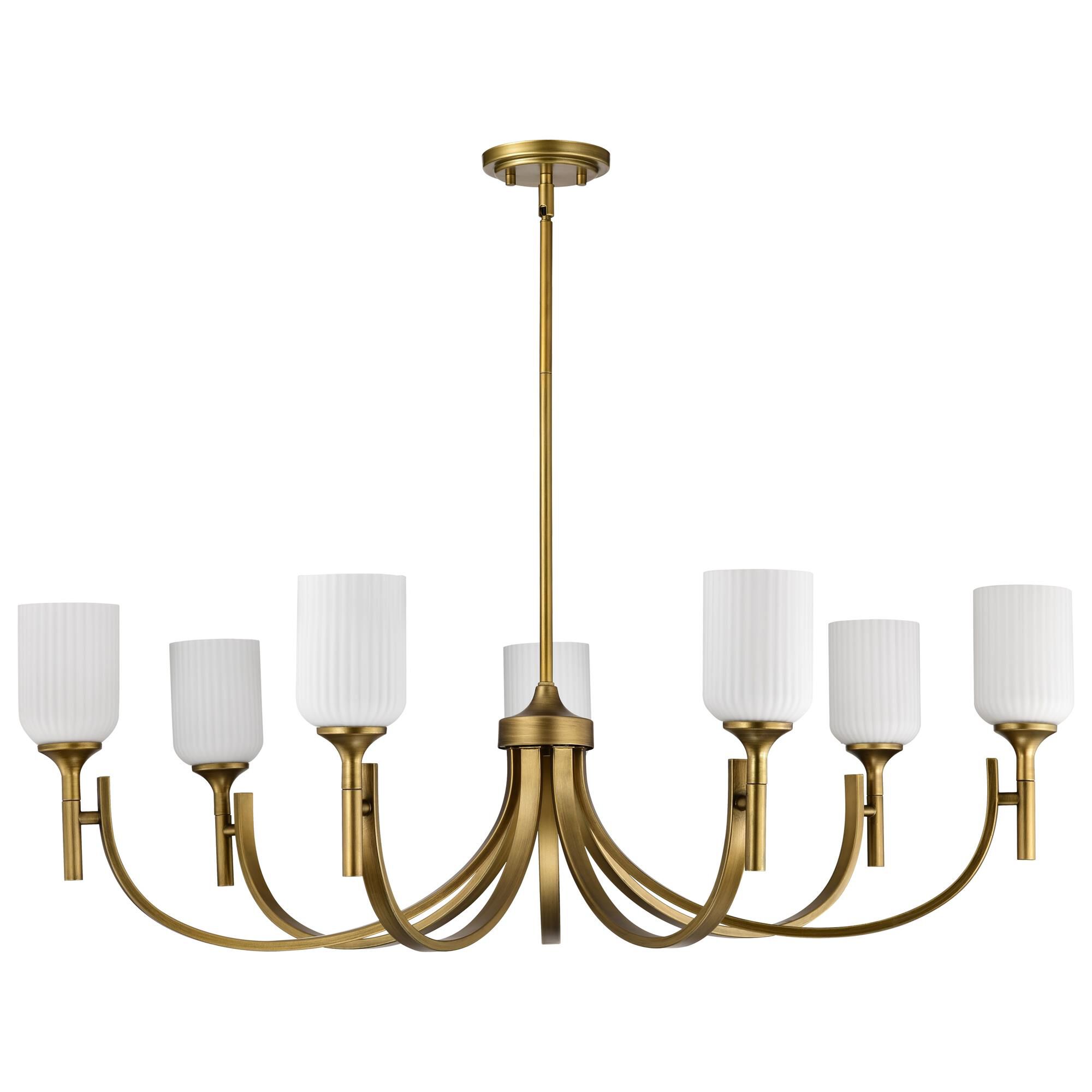 Shown in Natural Brass finish and Frosted Ribbed glass