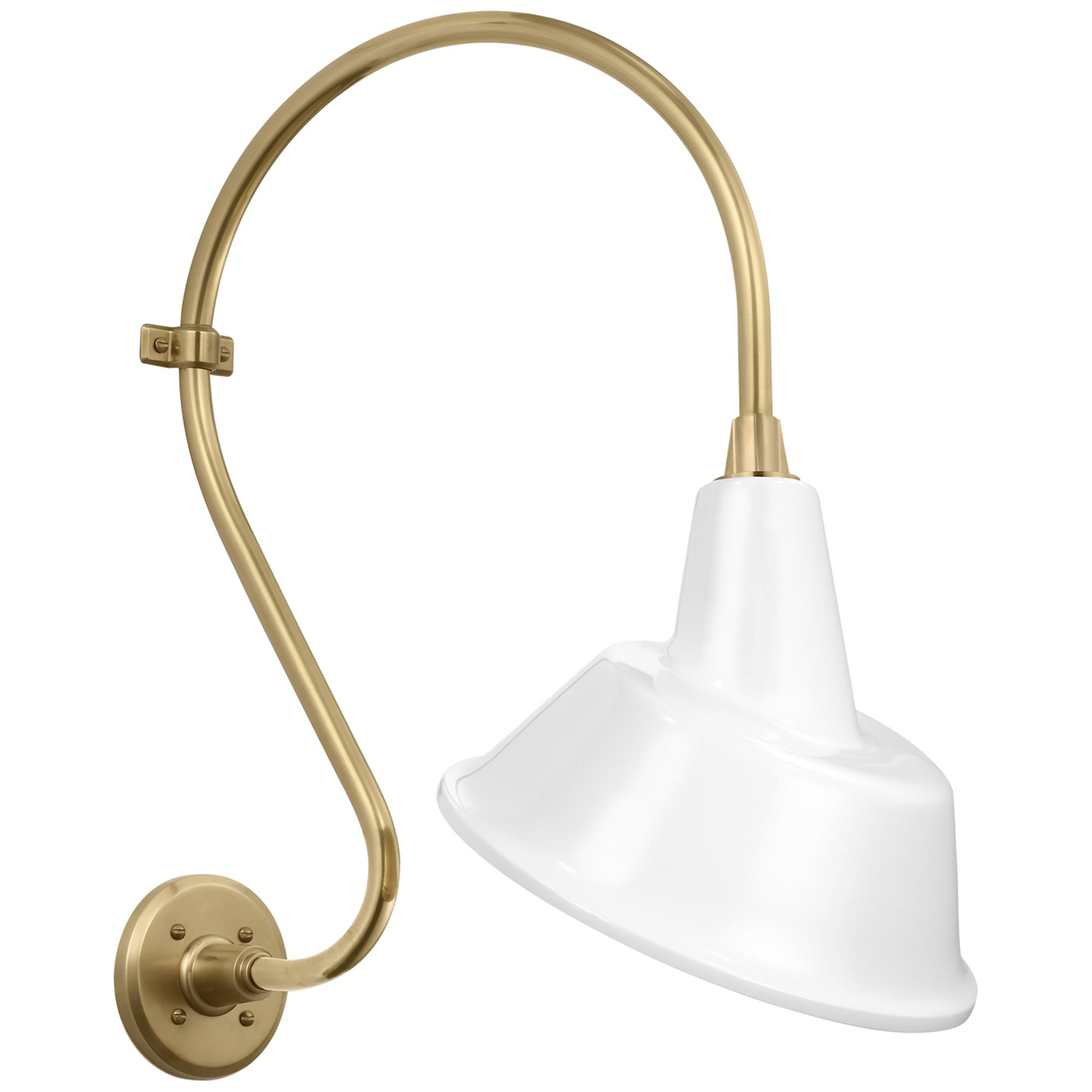 Shown in Hand-Rubbed Antique Brass finish and White Tilted Bowers shade