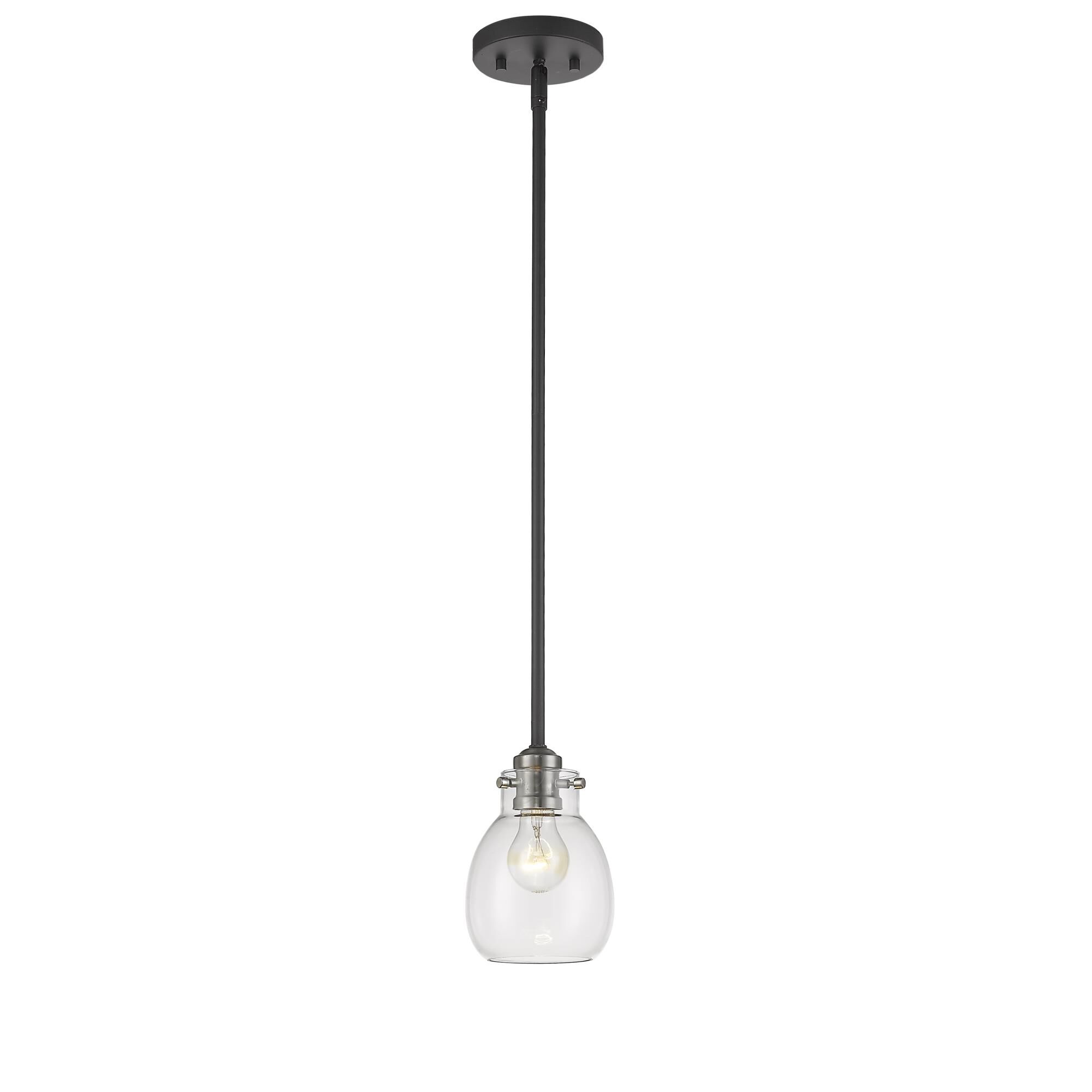 Shown in Matte Black + Brushed Nickel finish and Glass shade