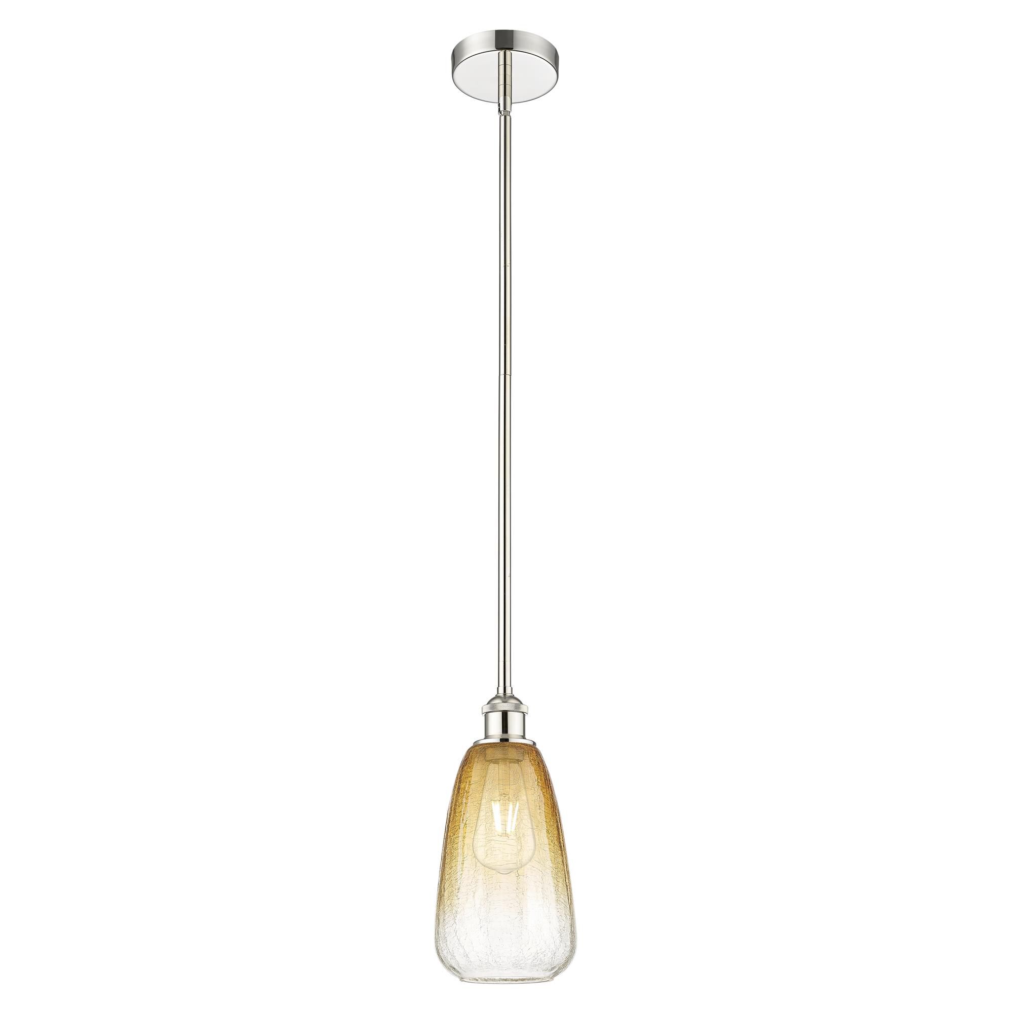 Shown in Polished Nickel finish and Amber glass