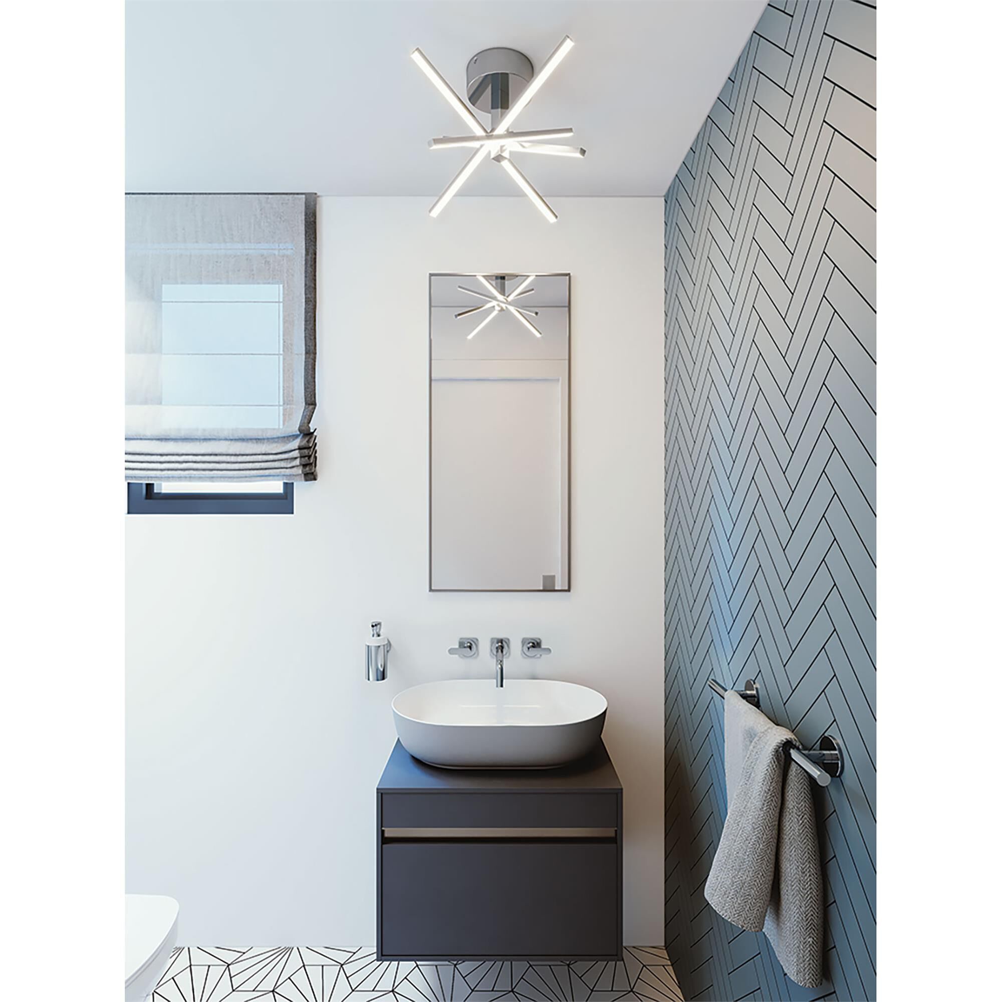 Shown in Polished Chrome finish and Acrylic shade