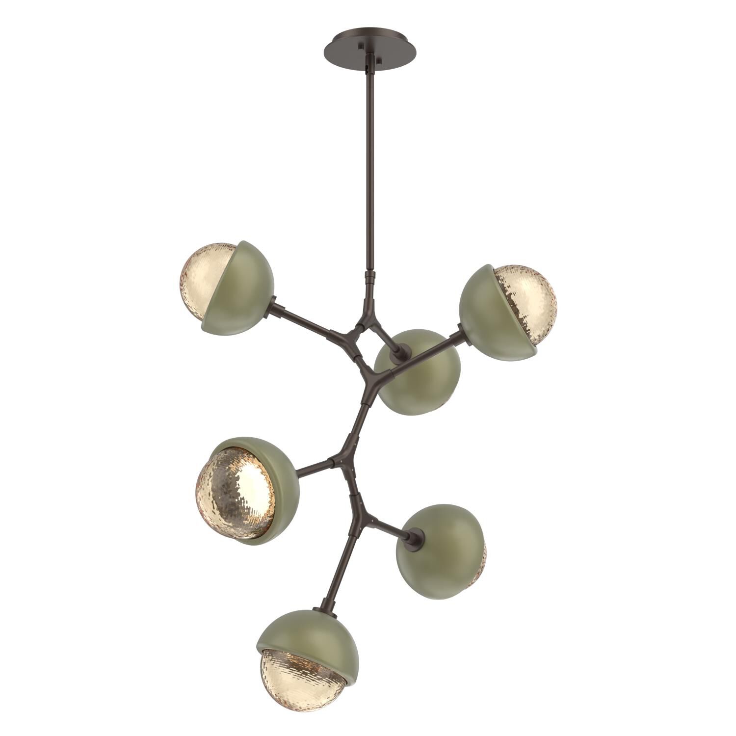 Shown in Flat Bronze finish and Amber glass and Sage Green accent