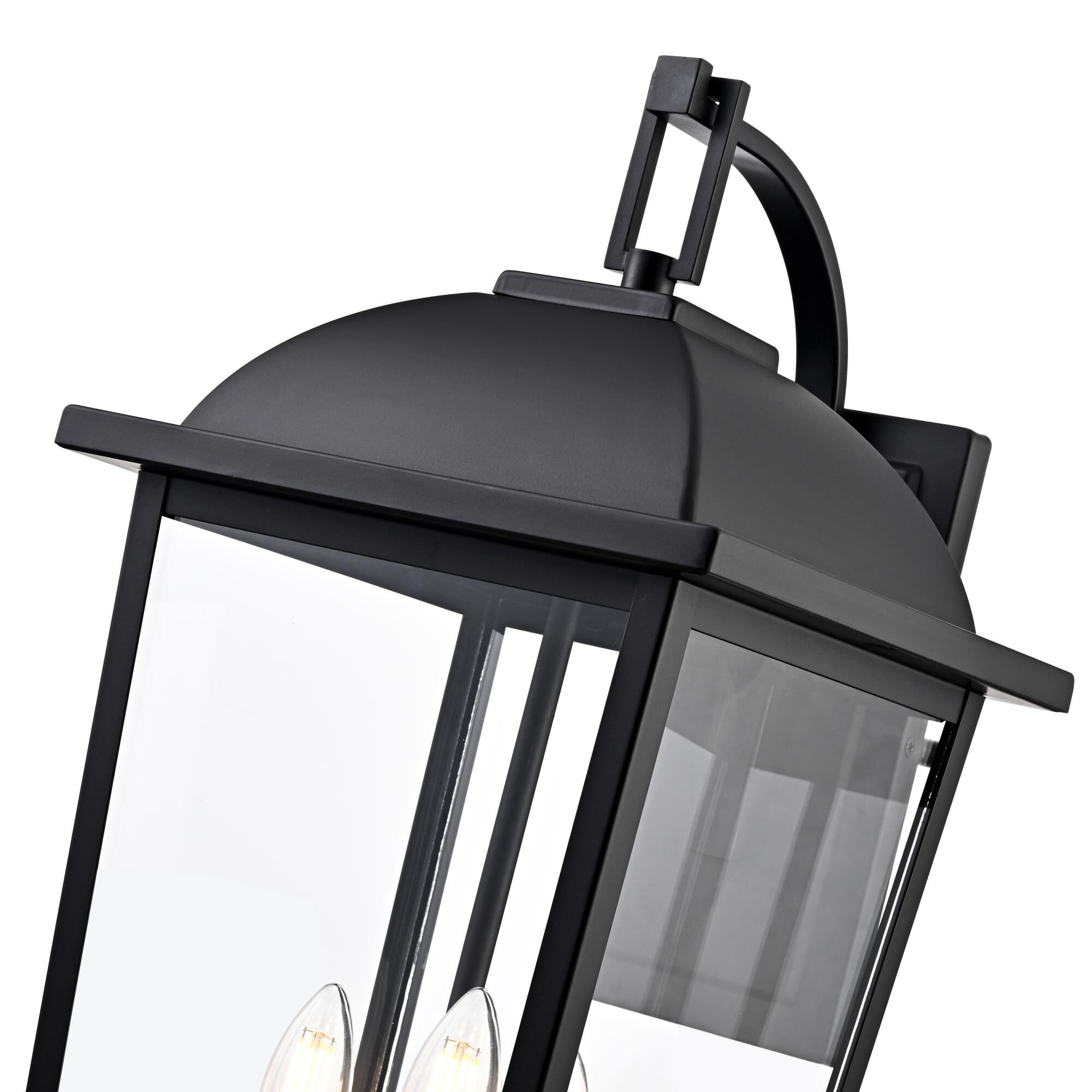 Shown in Powder Coated Black finish and Clear glass