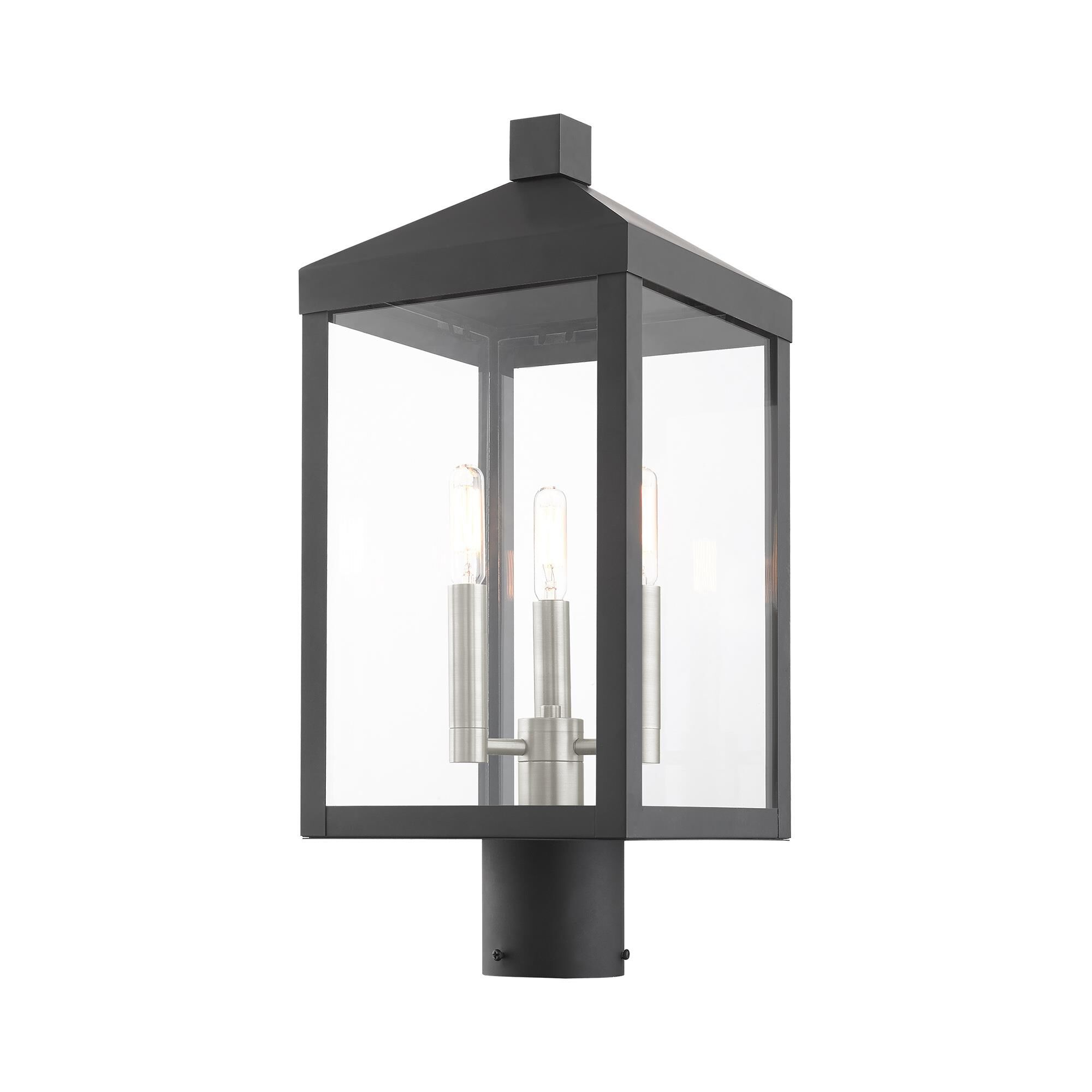 Shown in Black With Brushed Nickel Cluster finish and Clear glass and Clear Glass shade