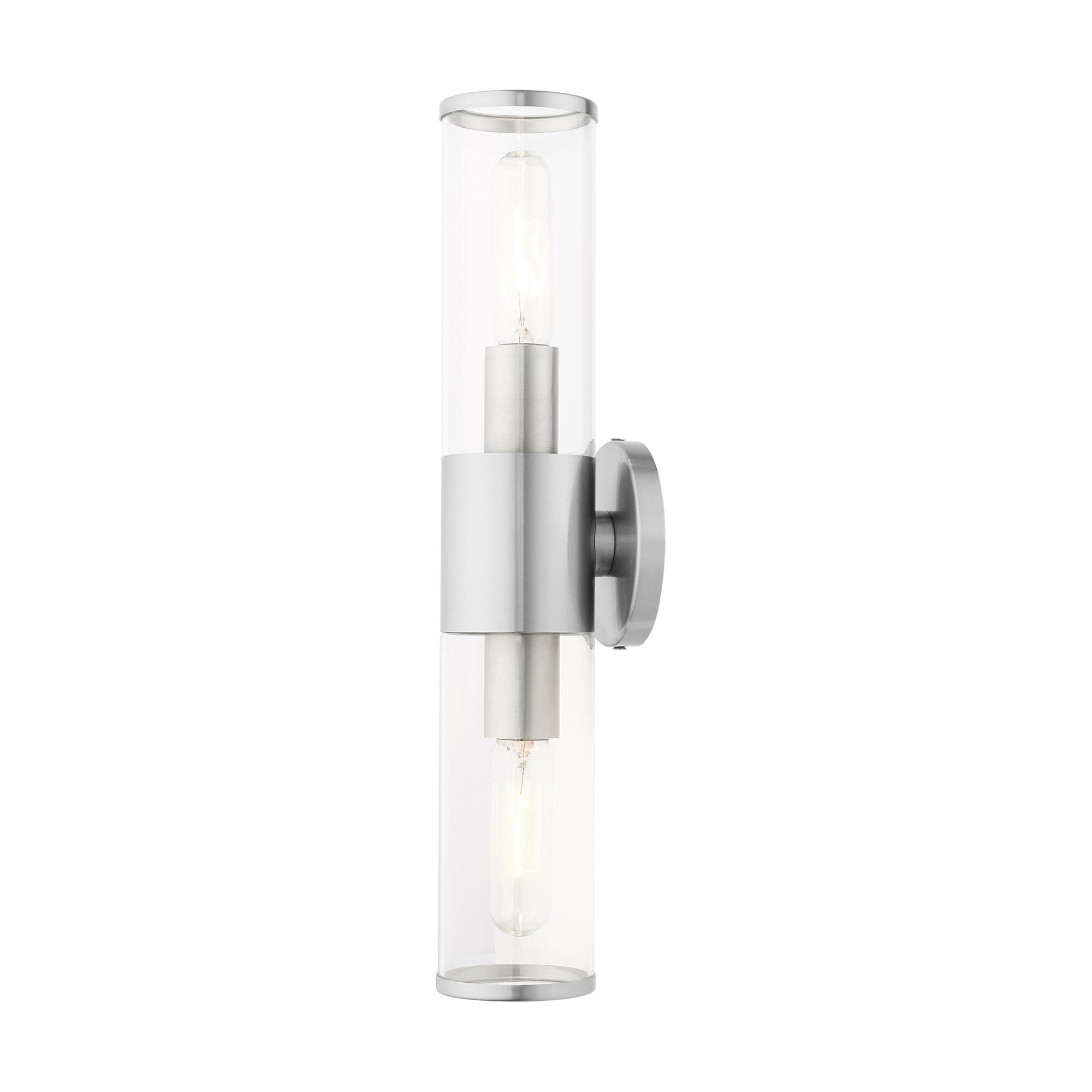 Shown in Brushed Nickel finish and Clear glass