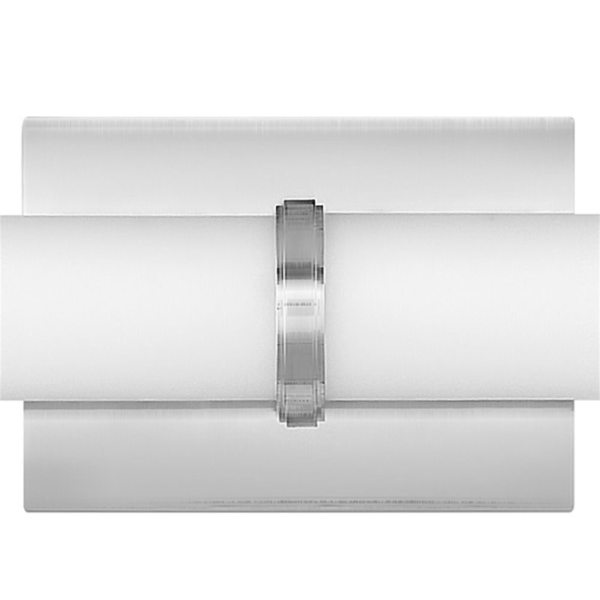 Shown in Brushed Nickel finish and Etched White glass