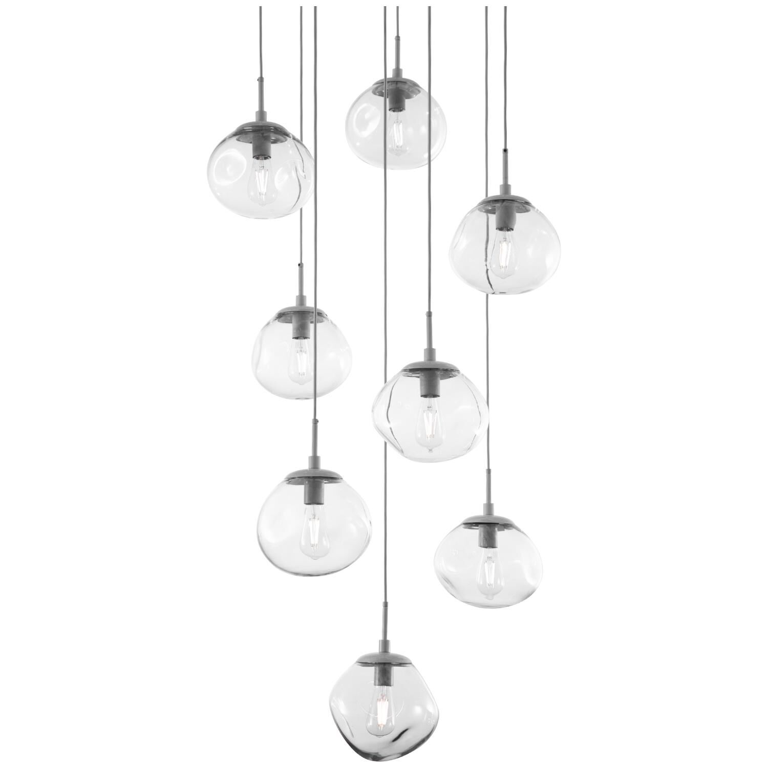 Shown in Metallic Beige Silver finish and Blown Clear glass