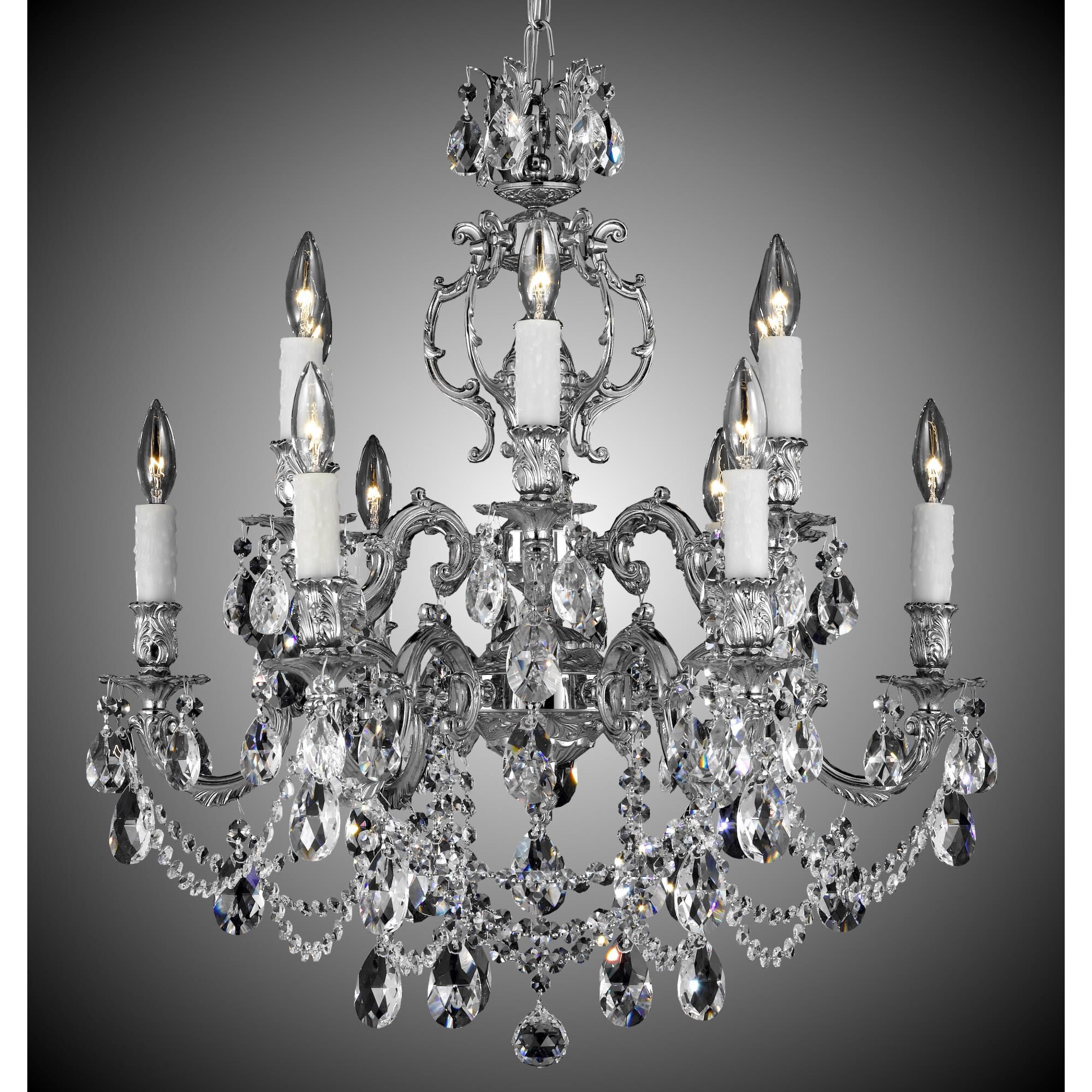 Rosetta 12 Light Chandelier by American Brass and Crystal
