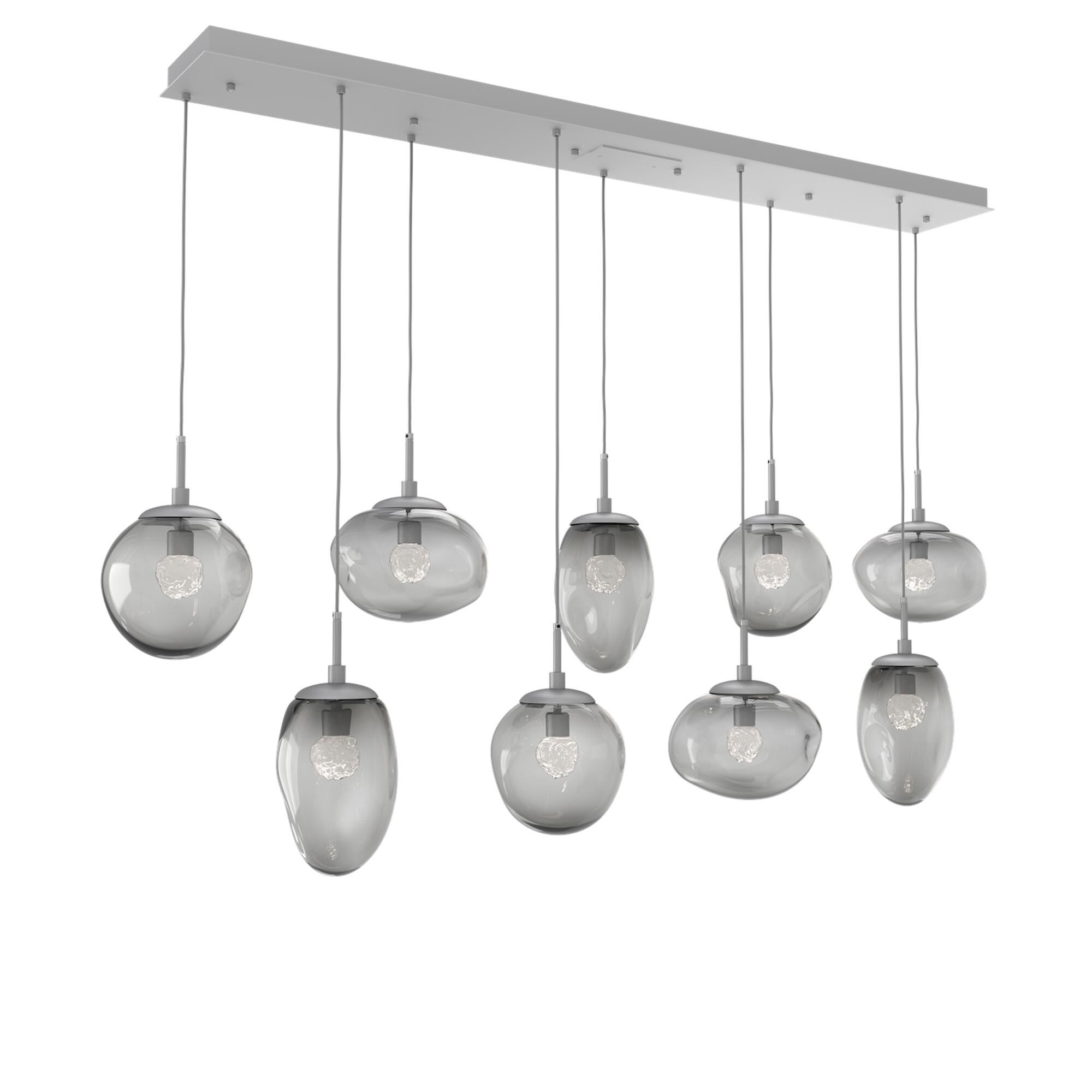 Shown in Classic Silver finish and Floret Inner And Smoke Outer glass