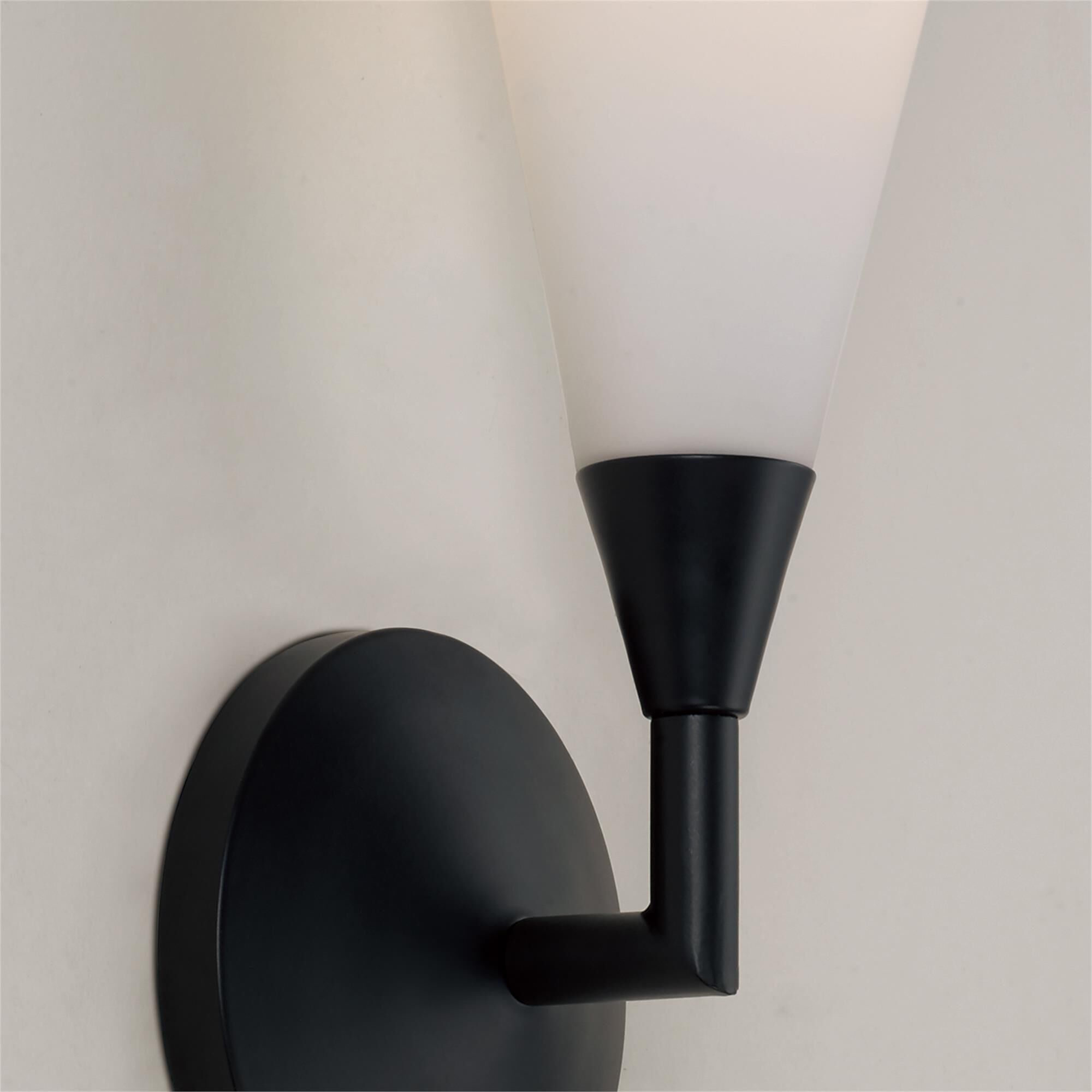 Shown in Matte Black finish and Soft White glass