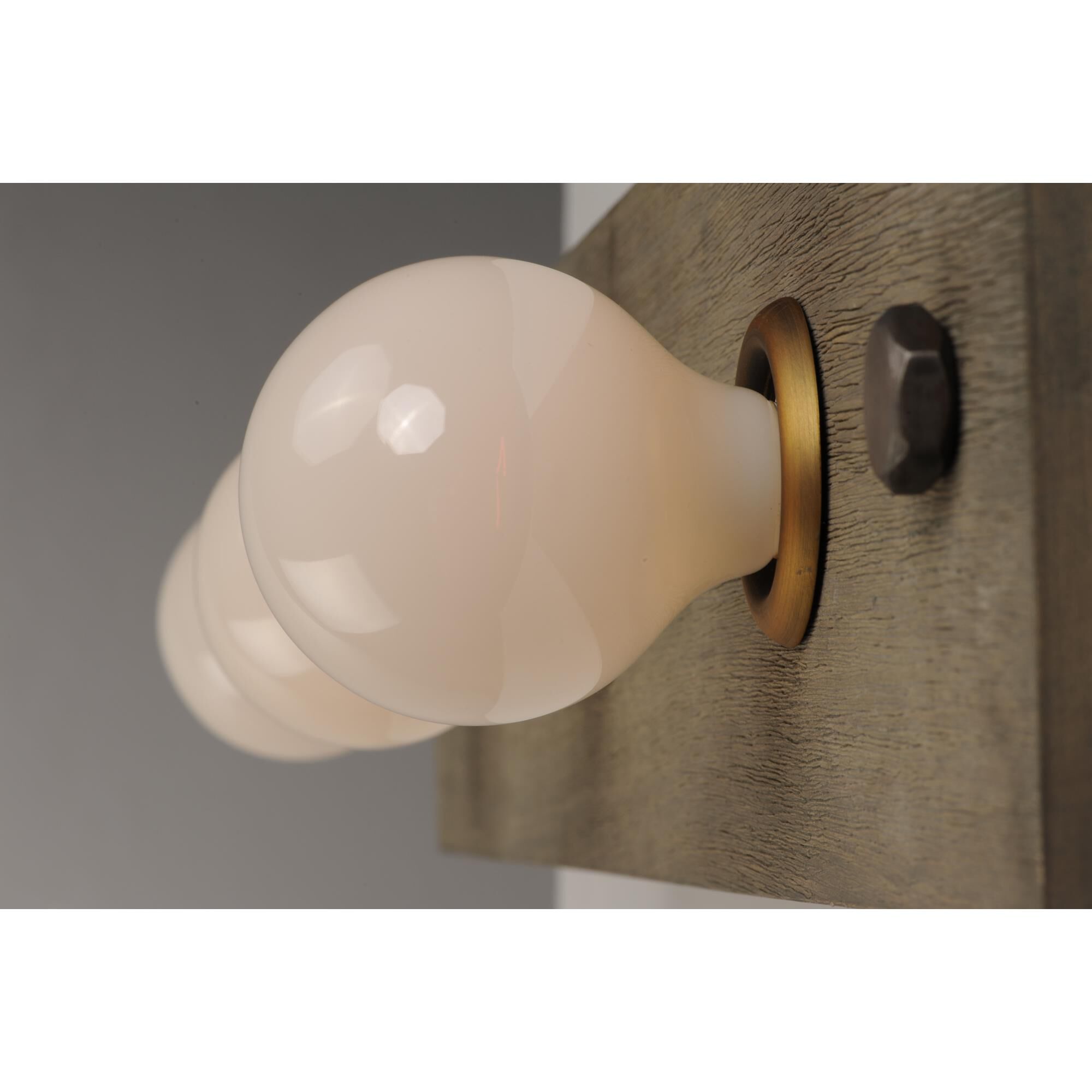 Shown in Weathered Wood -  Antique Brass finish