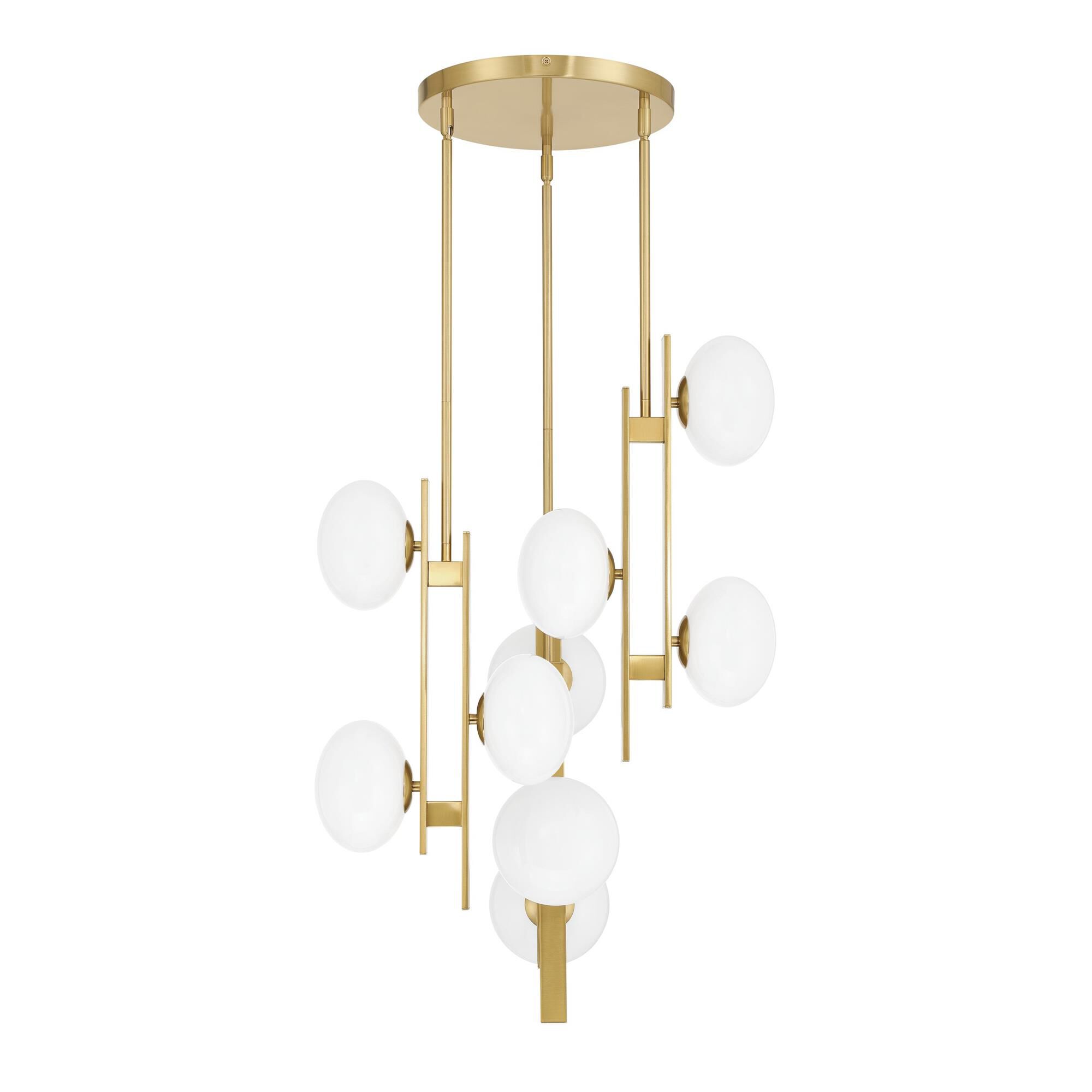Shown in Brushed Gold finish and Opal glass