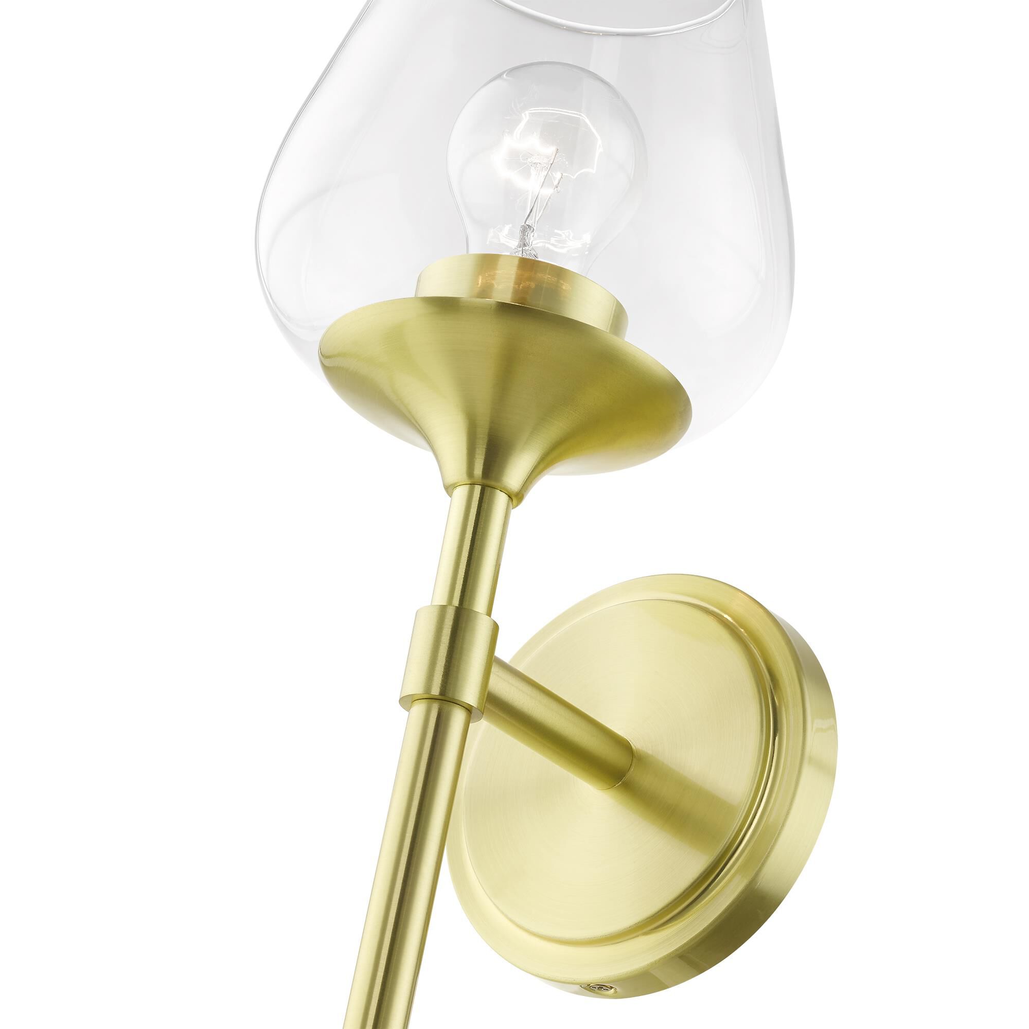 Shown in Satin Brass finish and Clear glass