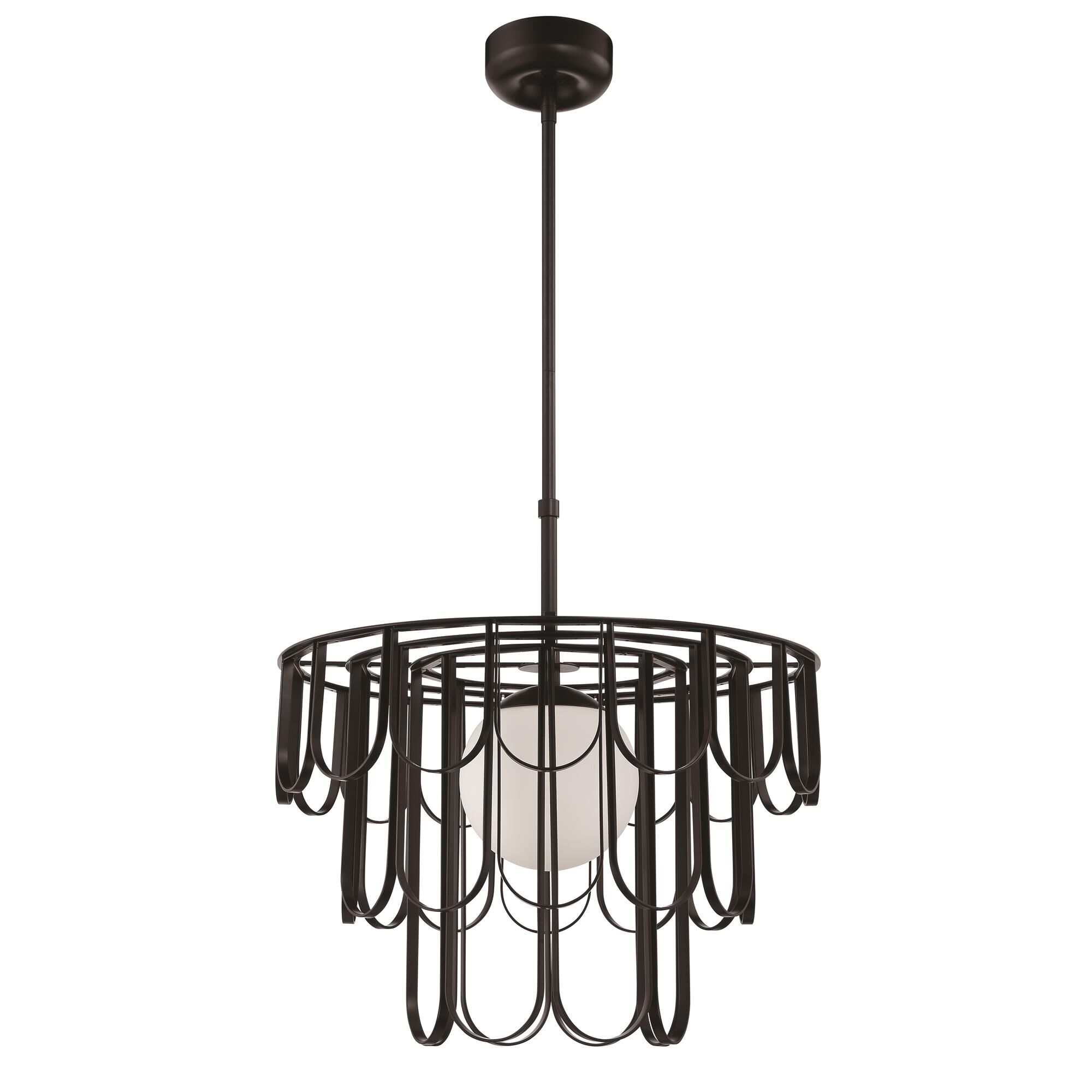 Shown in Flat Black finish and White Frosted glass and Glass shade