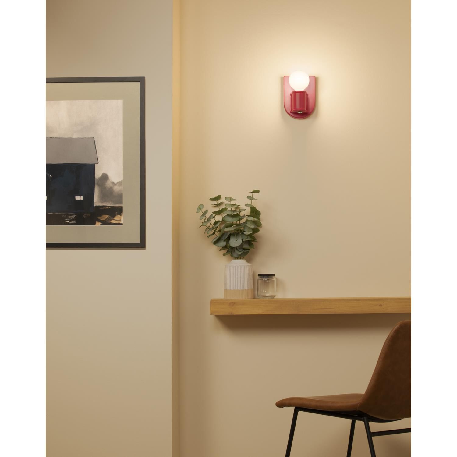 Shown in Brushed Nickel, Cerise finish