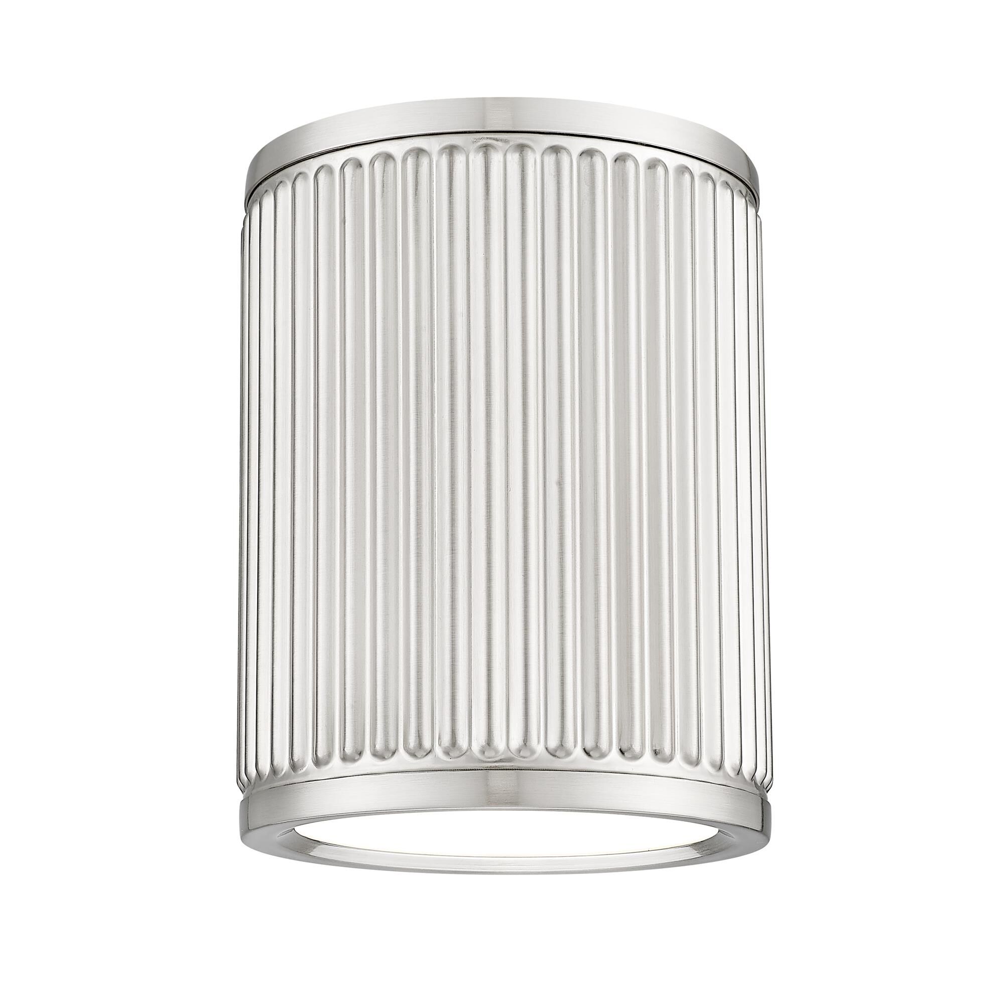 Shown in Brushed Nickel finish and Frosted glass and Frosted shade