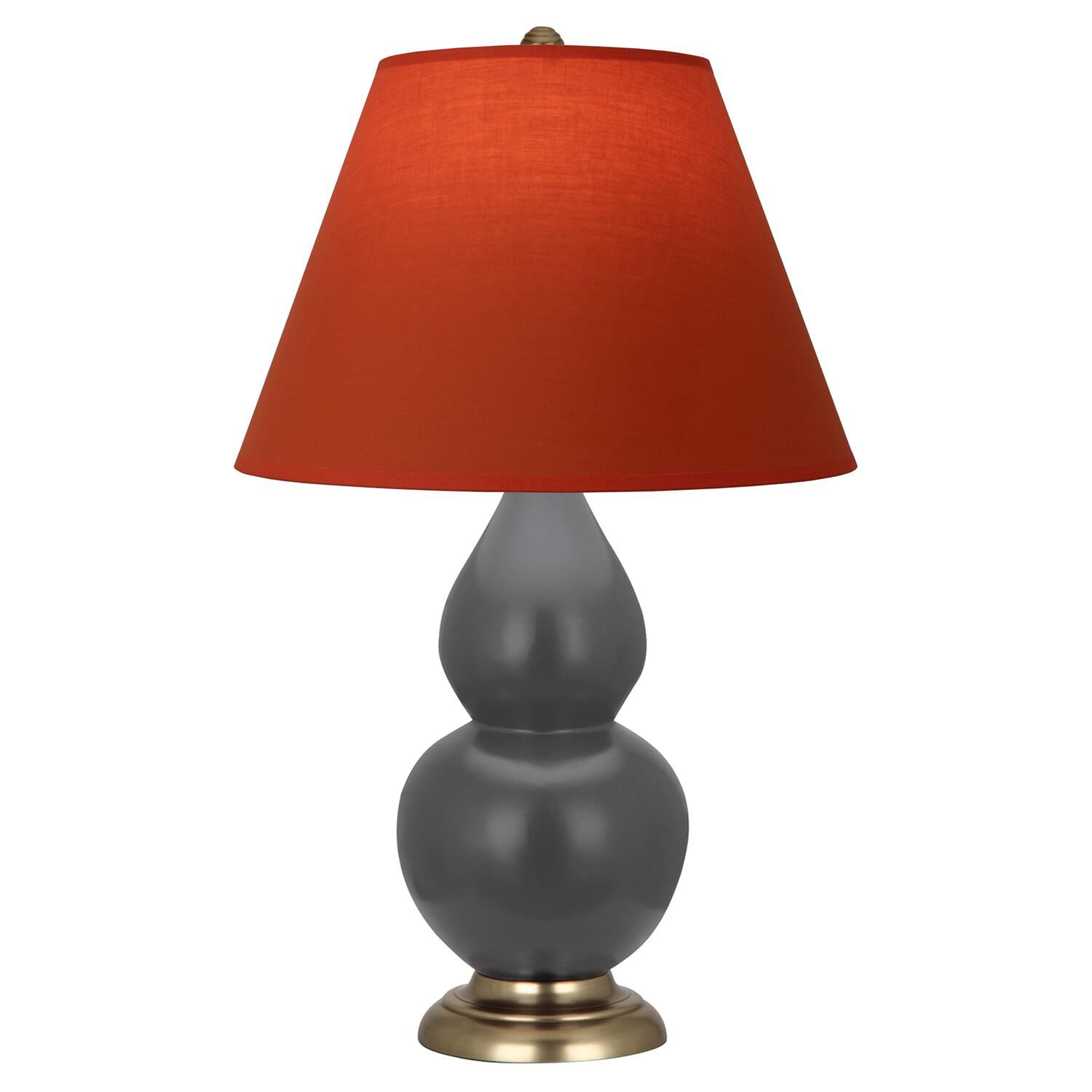 Shown in Matte Ash finish and Tangerine and Taupe Lining shade and Antique Brass accent