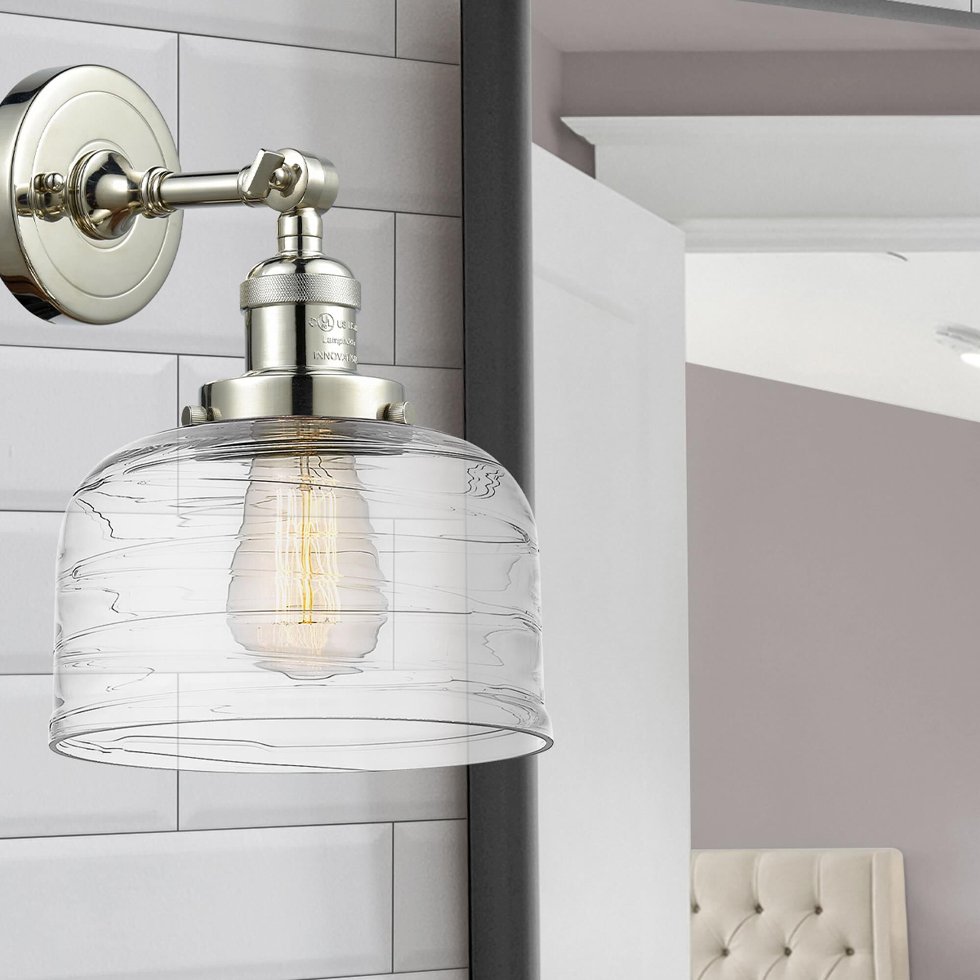 Shown in Polished Nickel finish and Clear glass