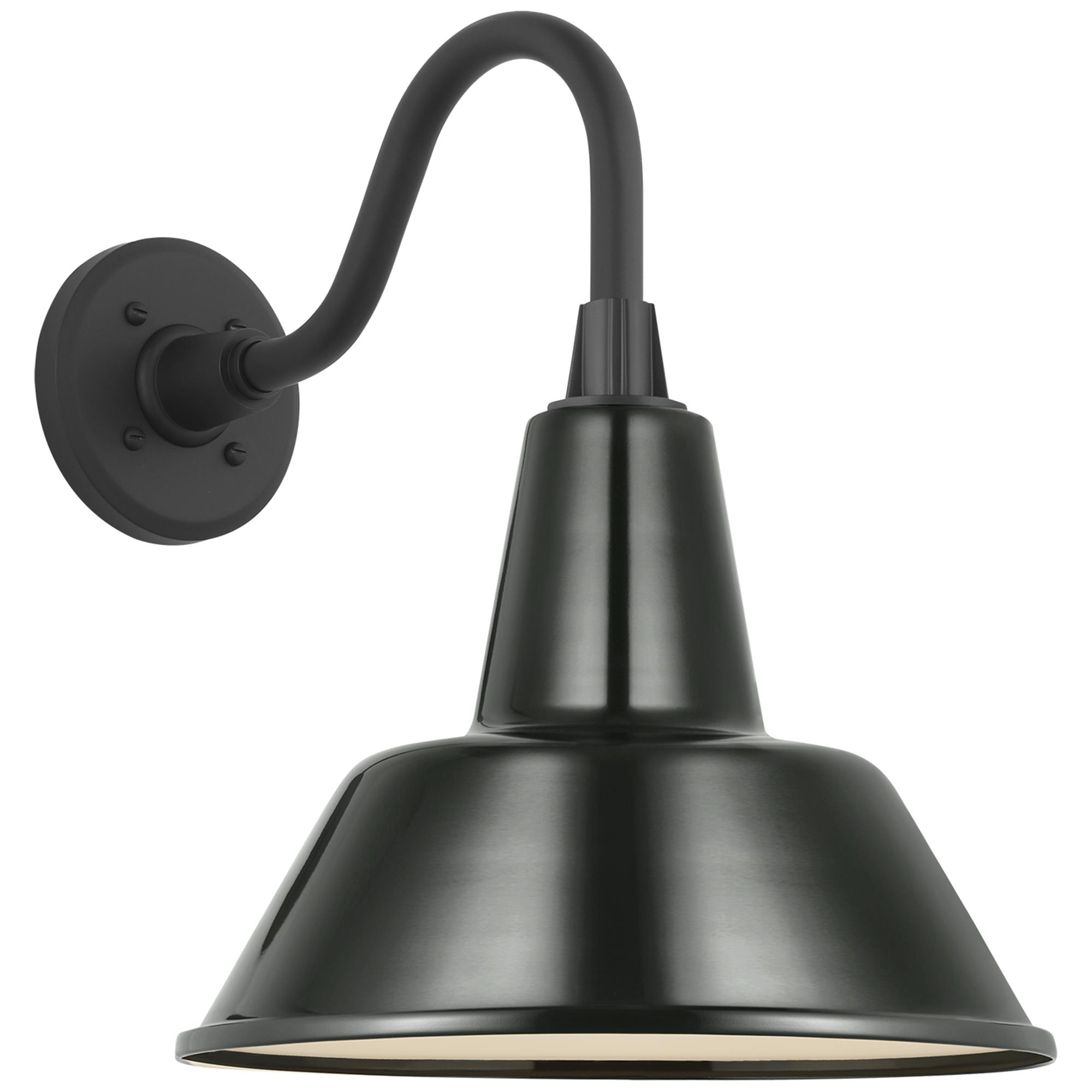 Shown in Matte Black finish and Green Bowers shade