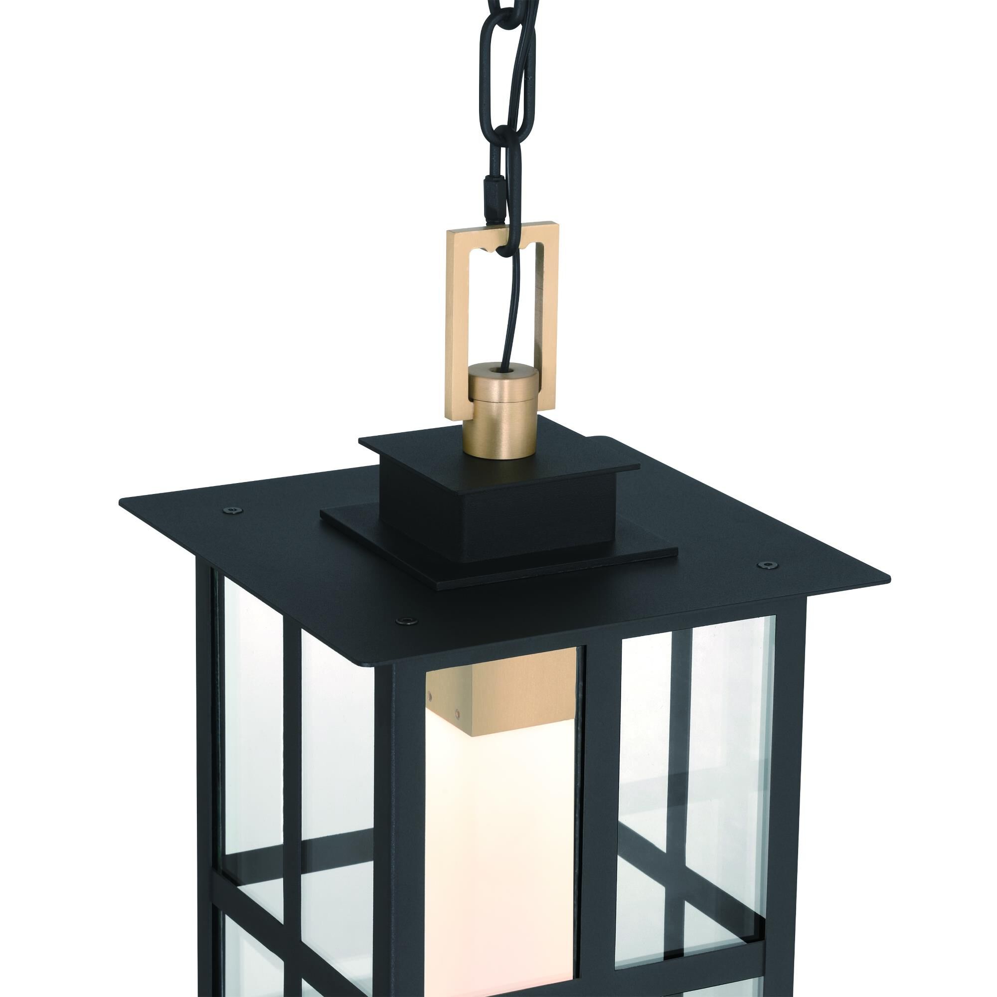 Shown in Brass-Black finish and Clear  glass