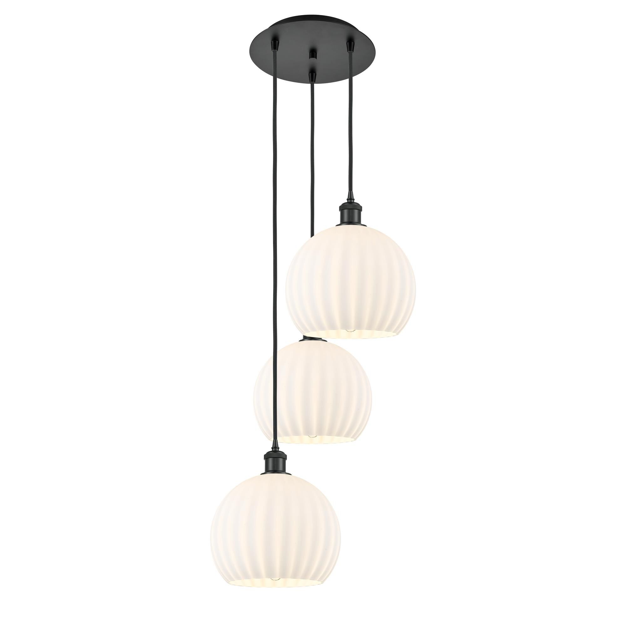 Shown in Matte Black finish and White Venetian glass